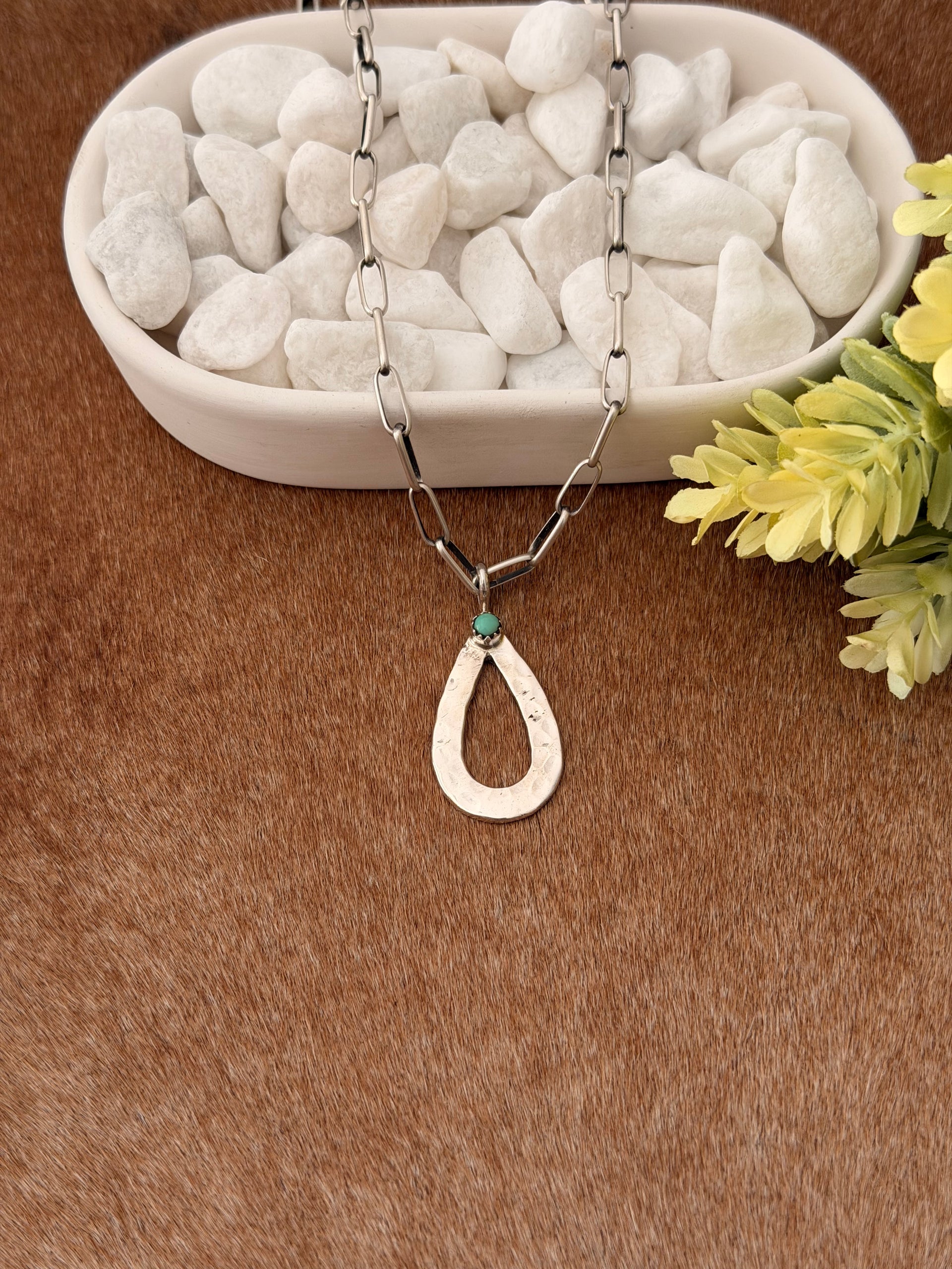 Navajo Made Kingman Turquoise & Sterling Silver Pendant