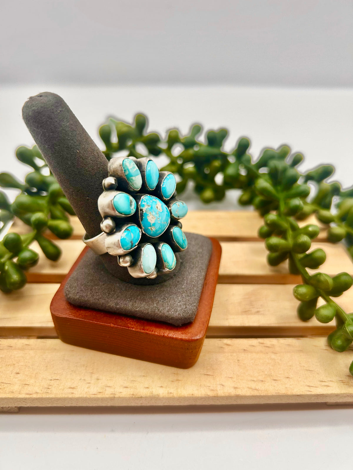 Betty Tom Blue Ridge Turquoise & Sterling Silver Adjustable Ring