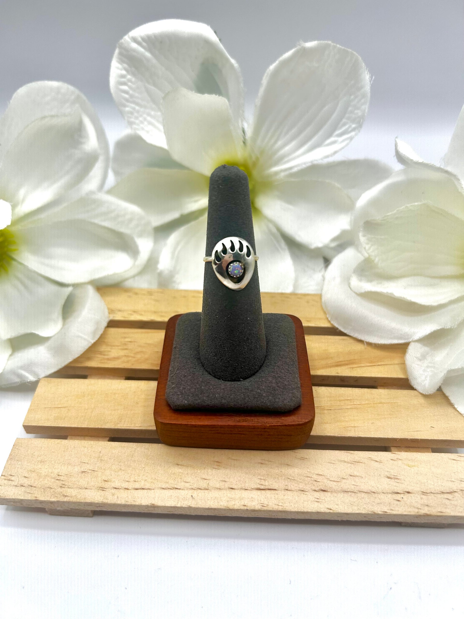Navajo Made Opal & Sterling Silver Ring Size 6.25