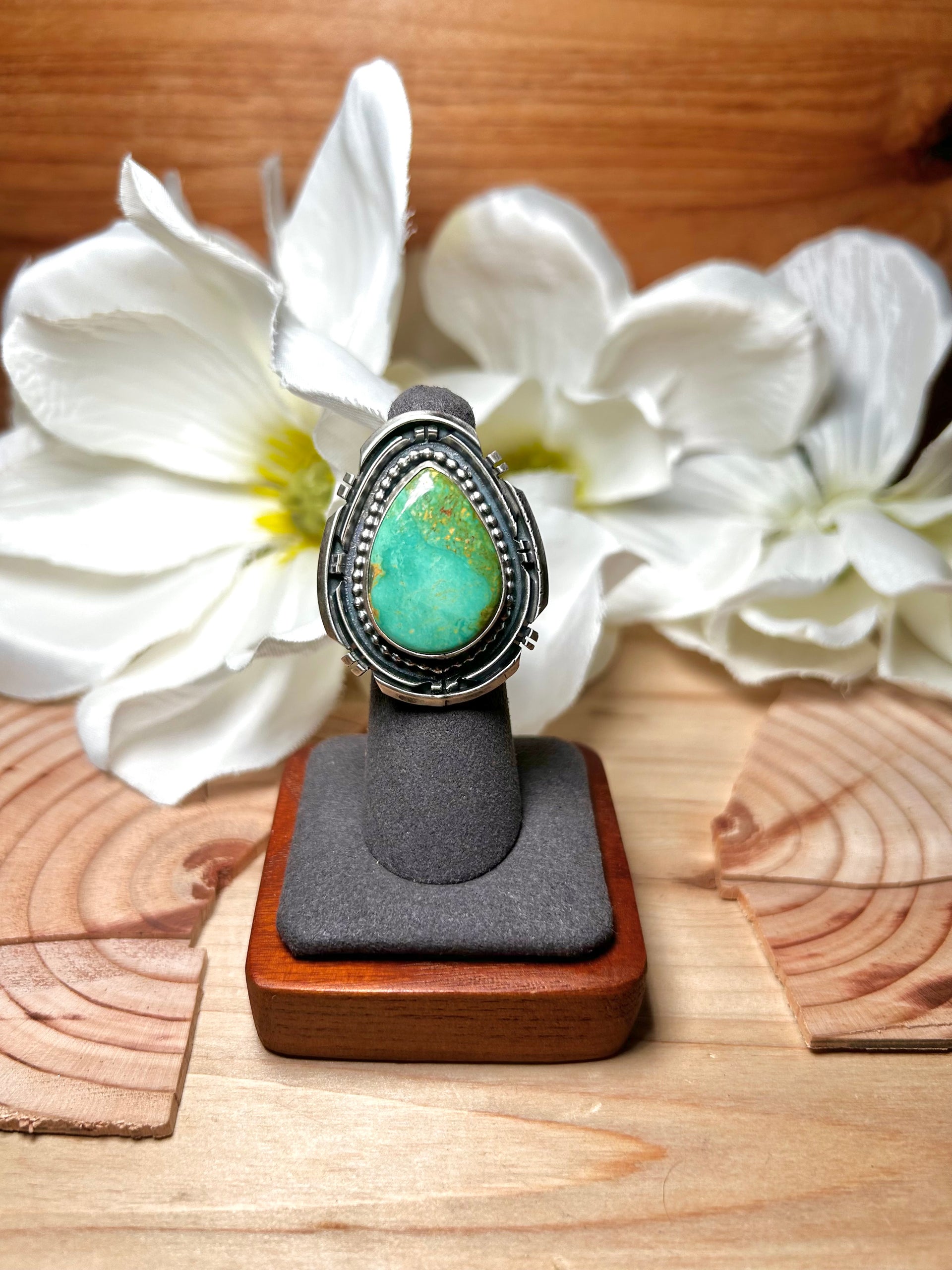 Navajo Made Royston Turquoise & Sterling Silver Ring Size 5.5
