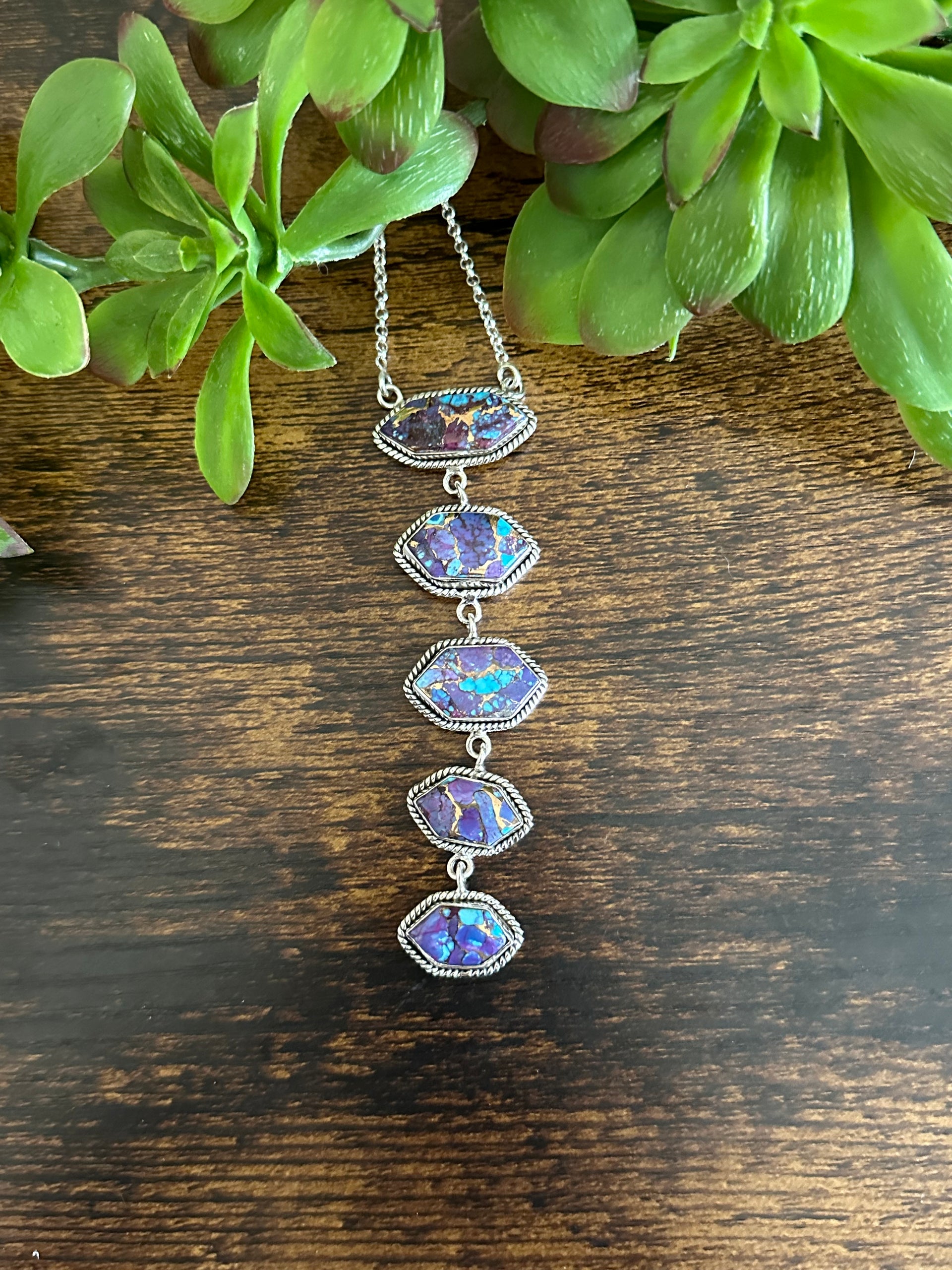 Southwest Made Mohave Turquoise & Sterling Silver Necklace