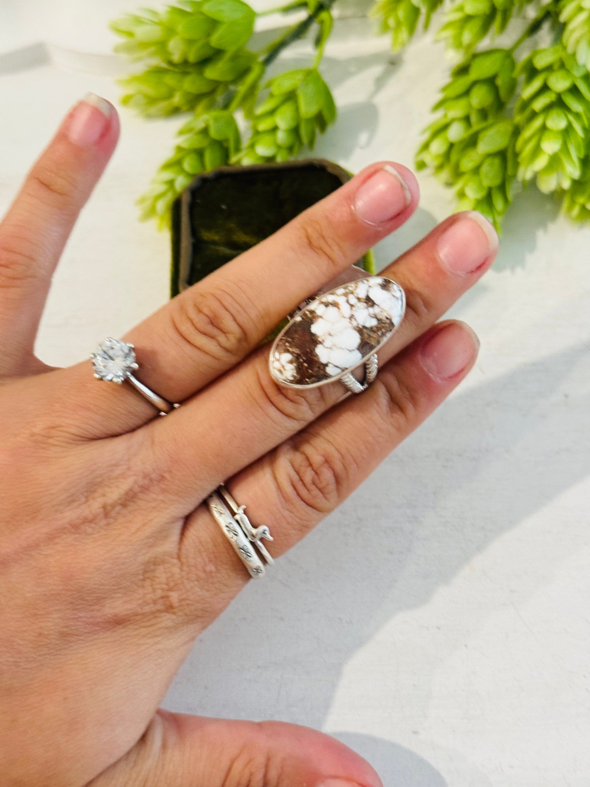 Southwest Made Wild Horse & Sterling Sliver Ring Size 9.5