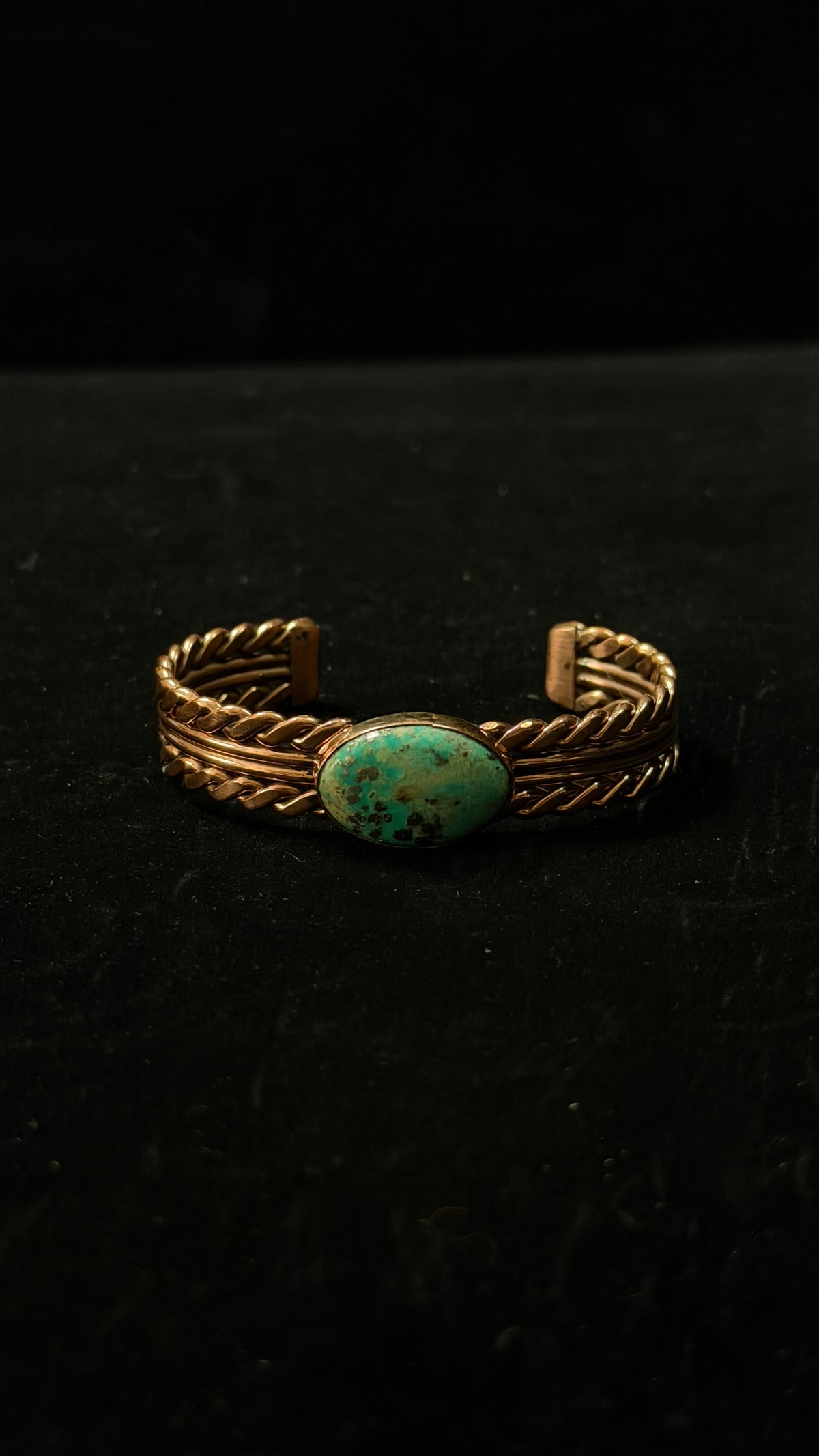 Navajo Made Kingman Turquoise & Copper Cuff Bracelet