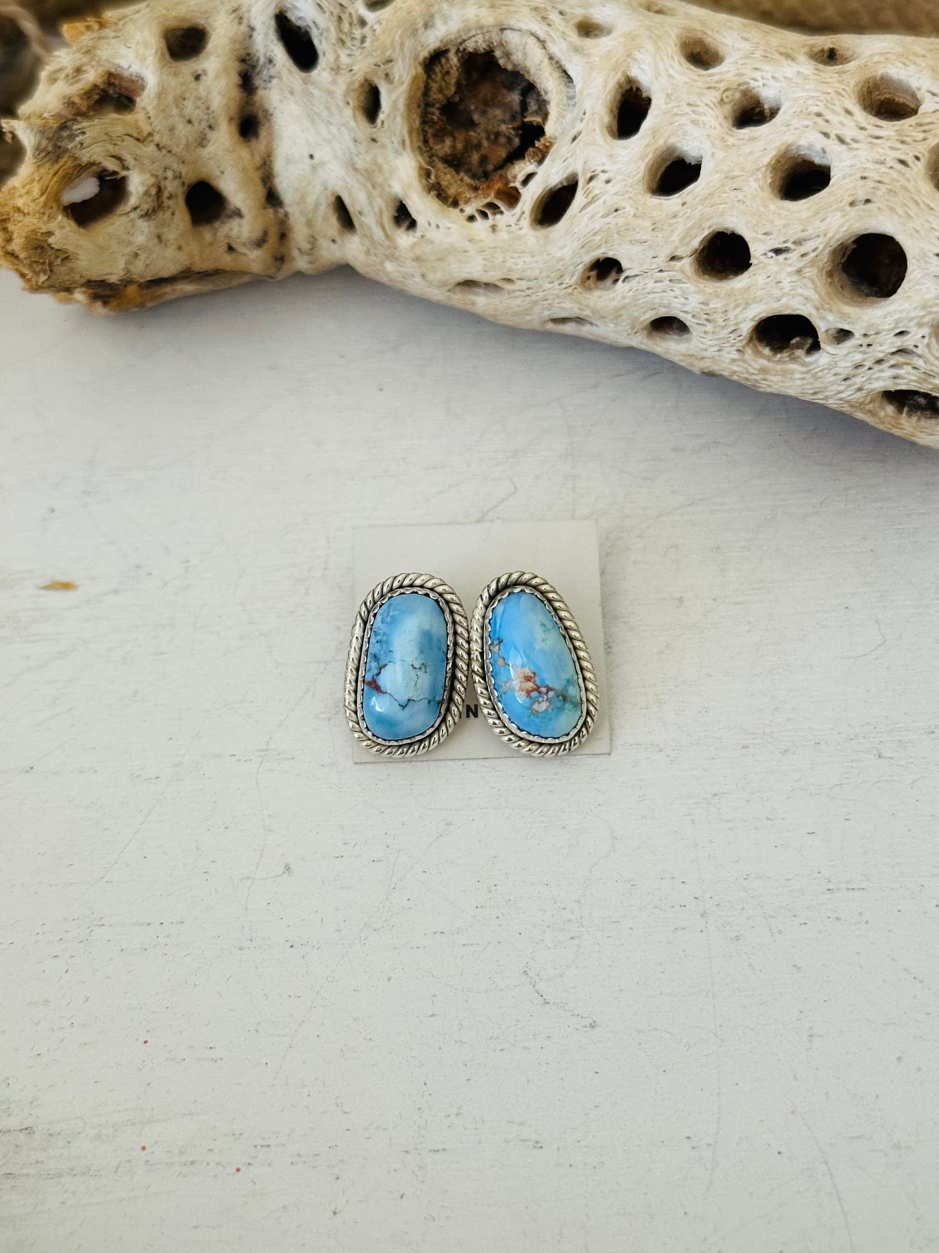 Southwest Handmade Golden Hills Turquoise & Sterling Silver Post Stud Earrings