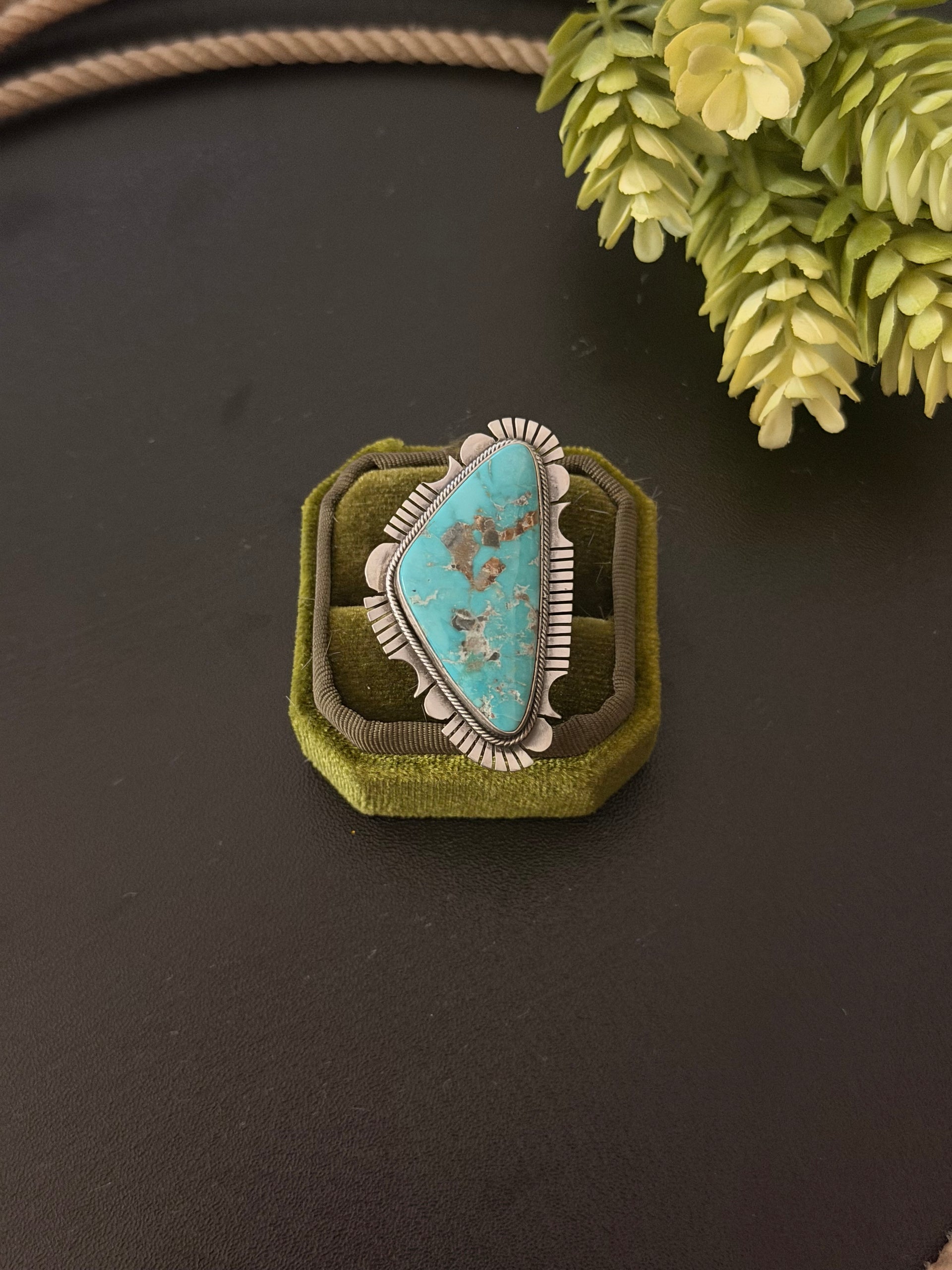 David Benally Royston Turquoise & Sterling Silver Ring Size 8.5