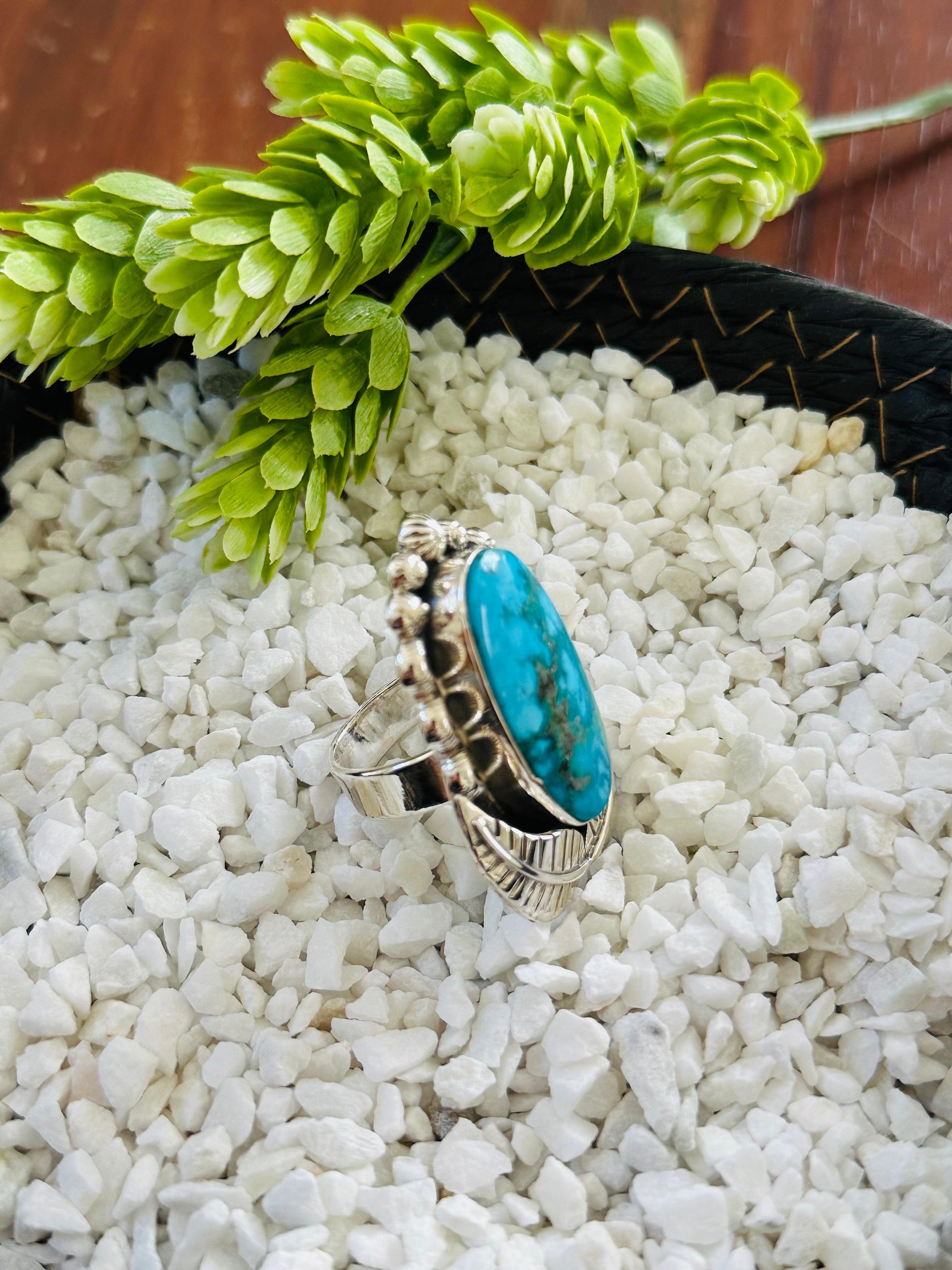 TTD “Retro” Kingman Turquoise & Sterling Silver Adjustable Ring