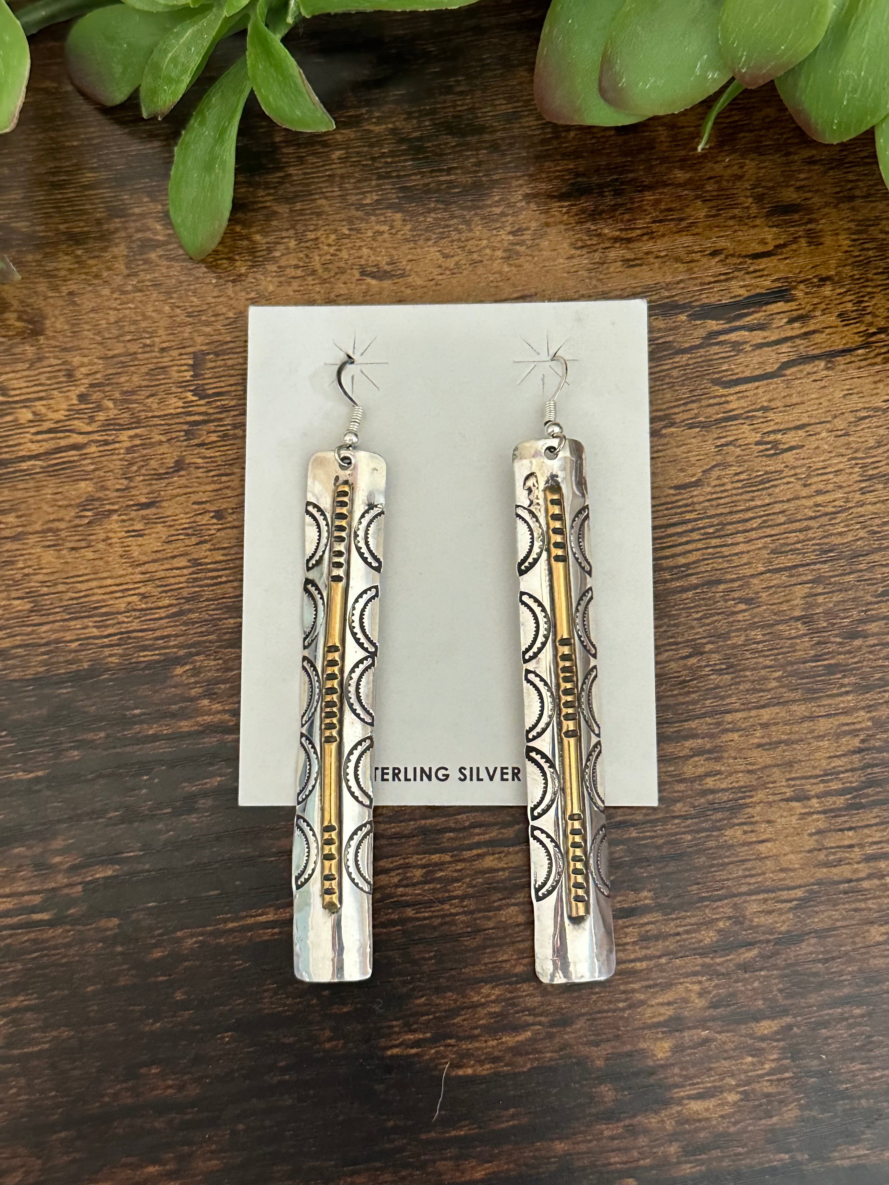 Navajo Made Sterling Silver Dangle Earrings