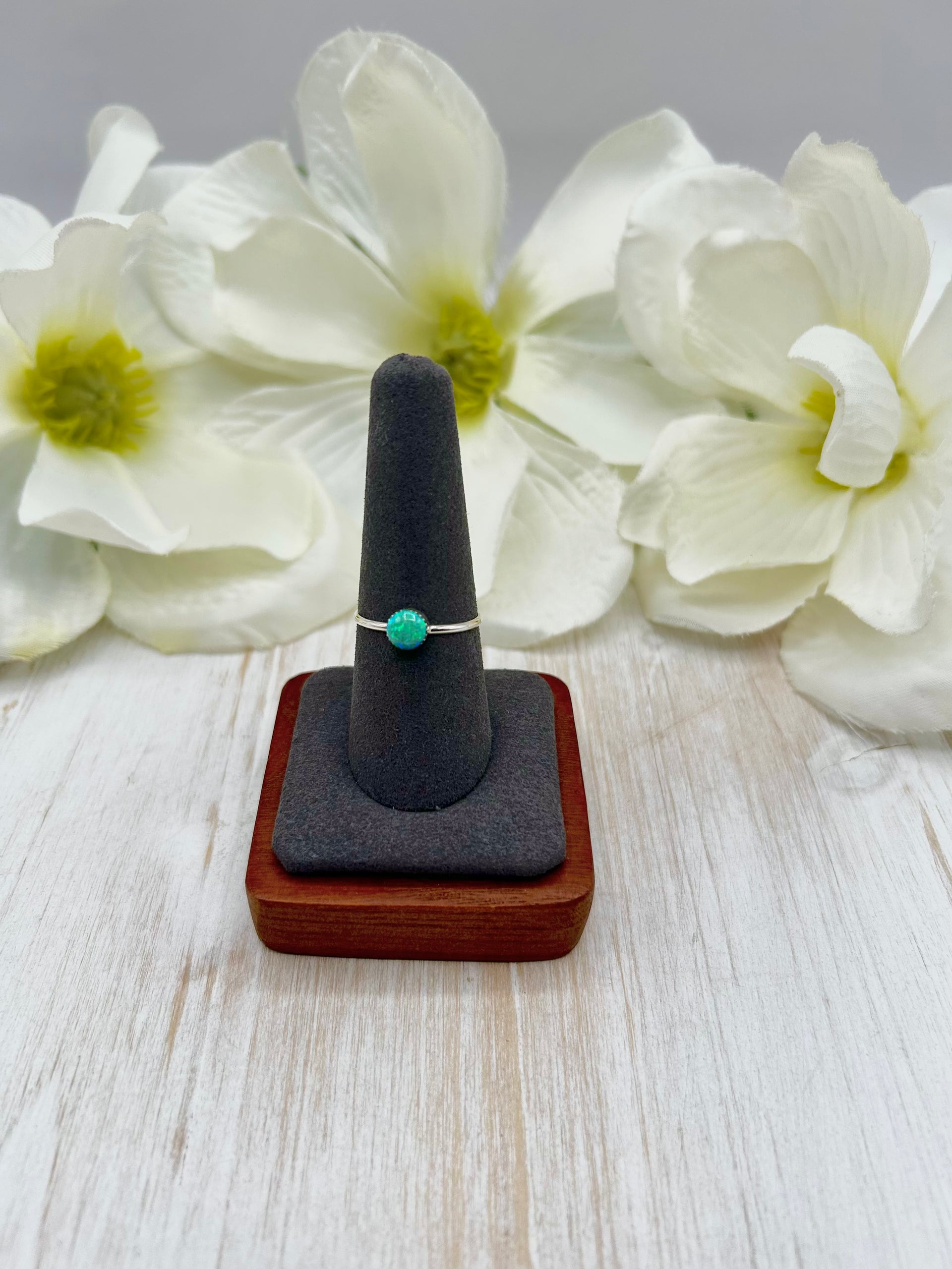 Navajo Made Opal & Sterling Silver Ring Size 8.5