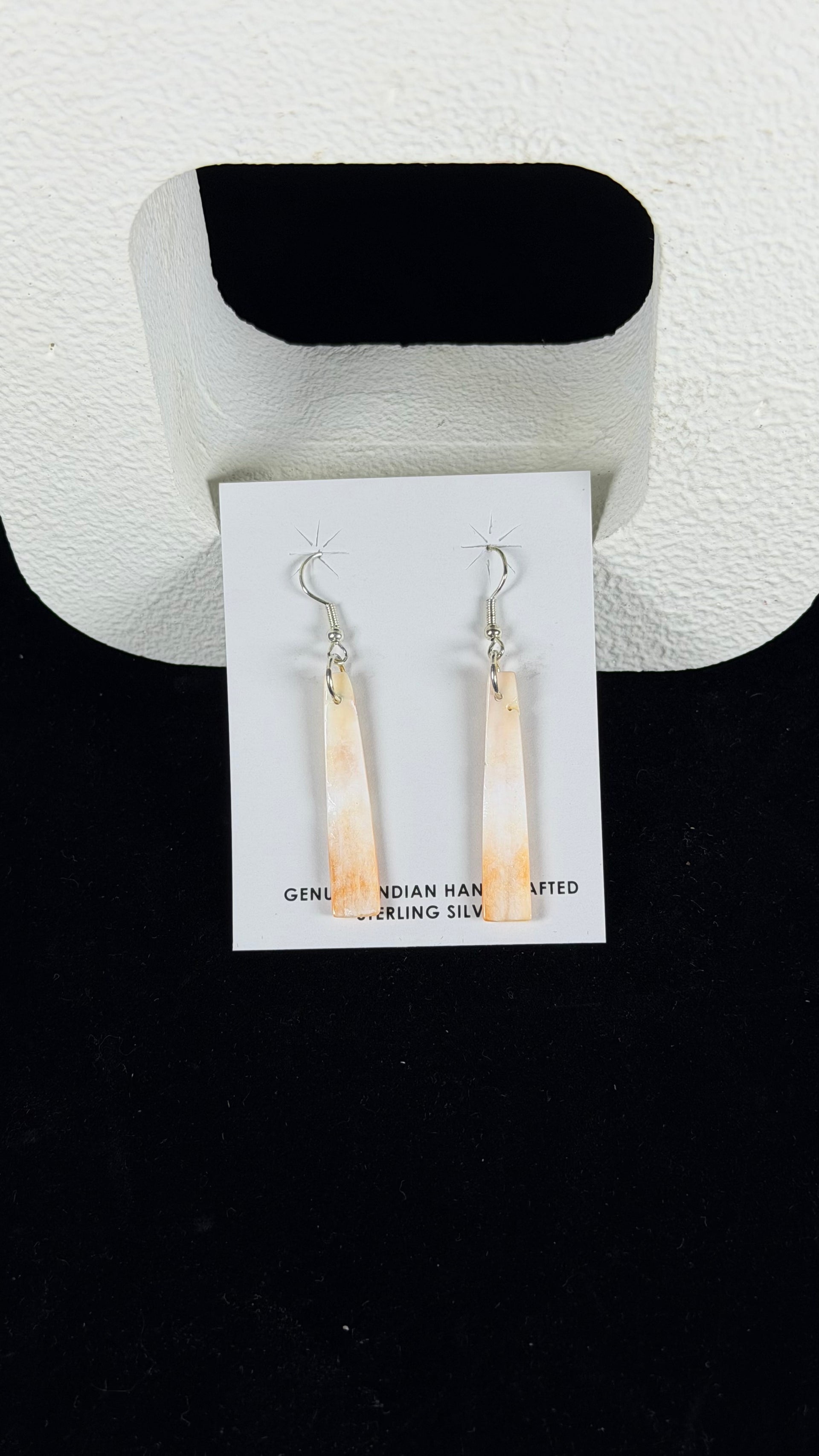 Navajo Made Spiny Oyster & Sterling Silver Slab Dangle Earrings