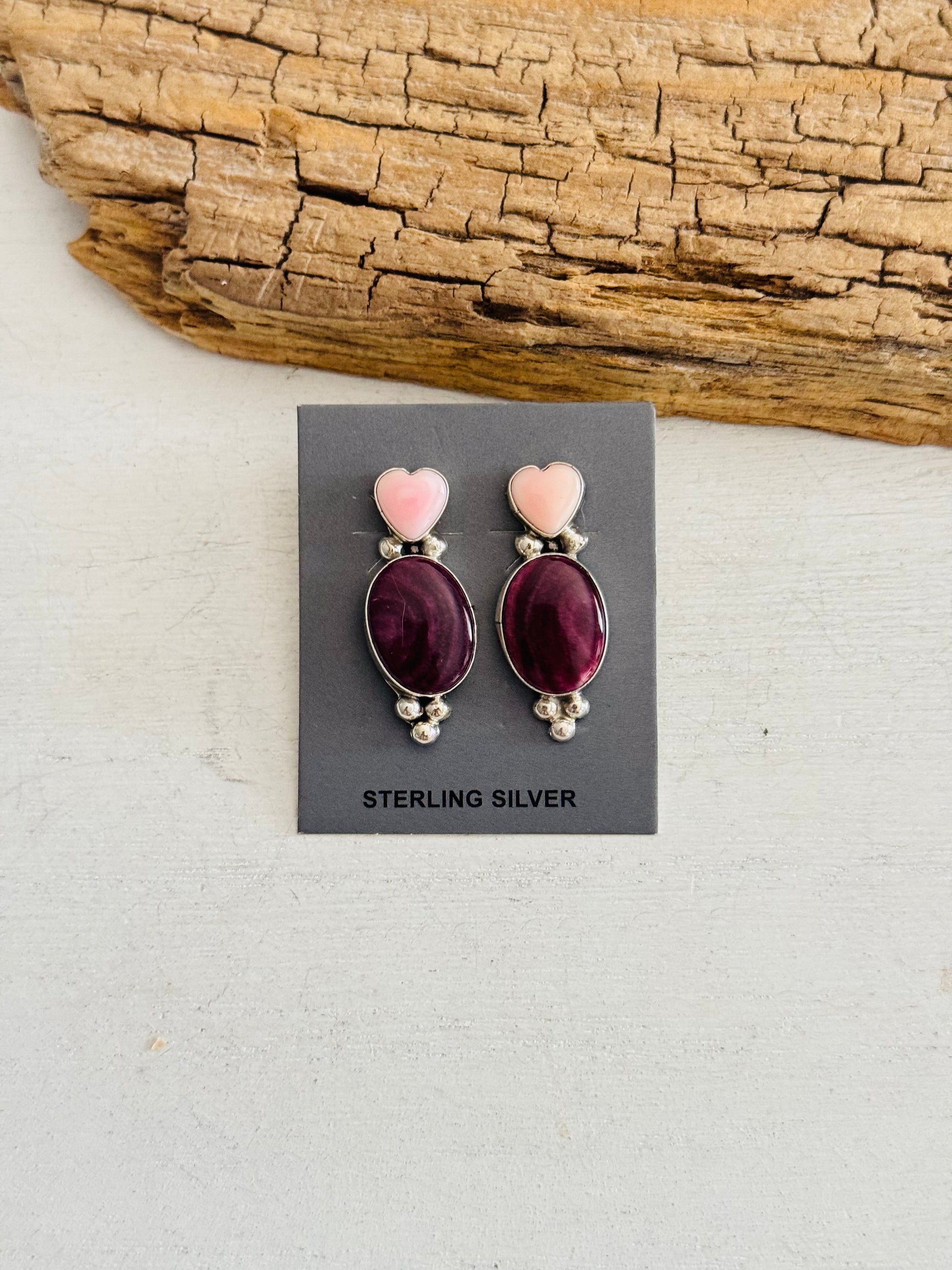 Navajo Made Multi Stone & Sterling Silver Post Dangle Earrings
