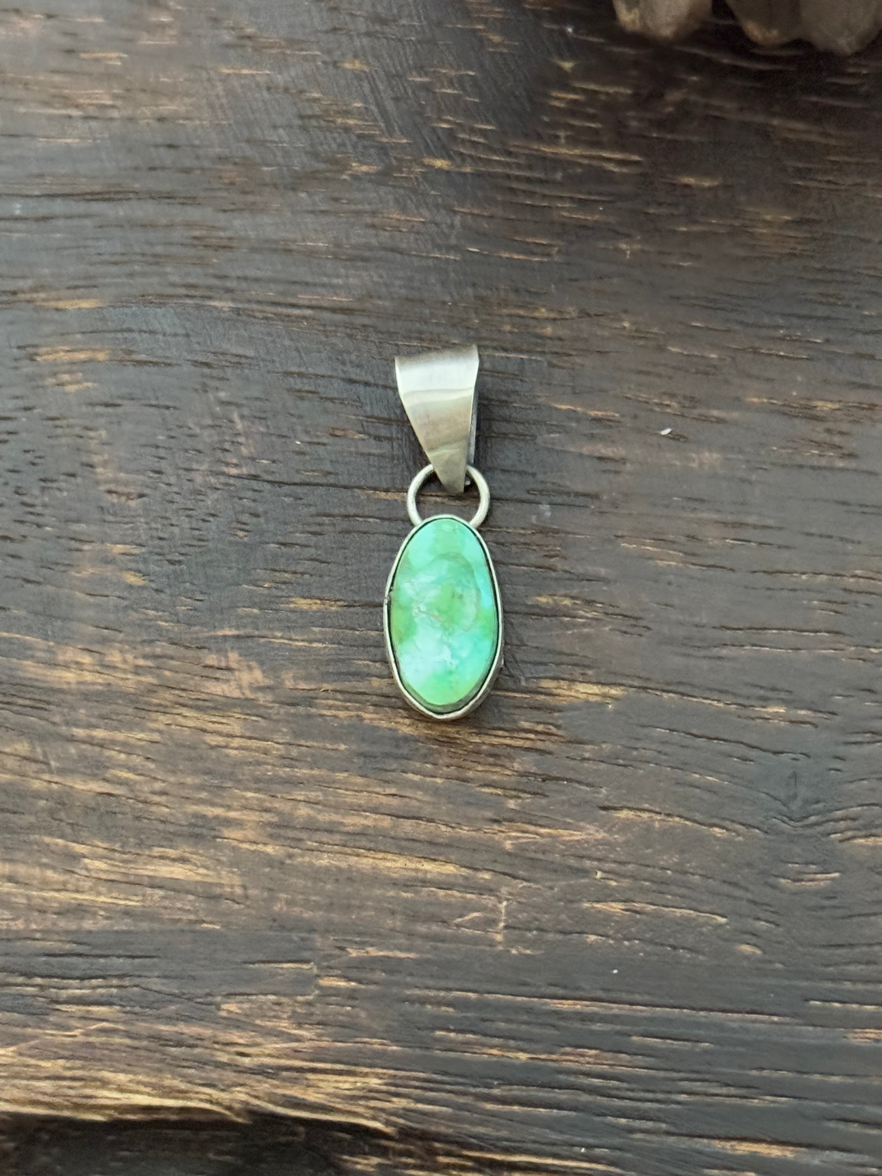 Navajo Made Sonoran Mountain Turquoise & Sterling Silver Pendant