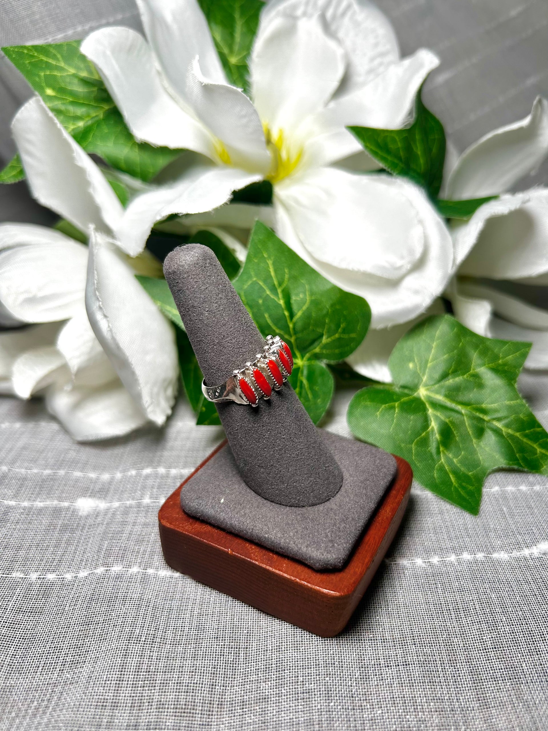 Zuni Coral & Sterling Silver Ring