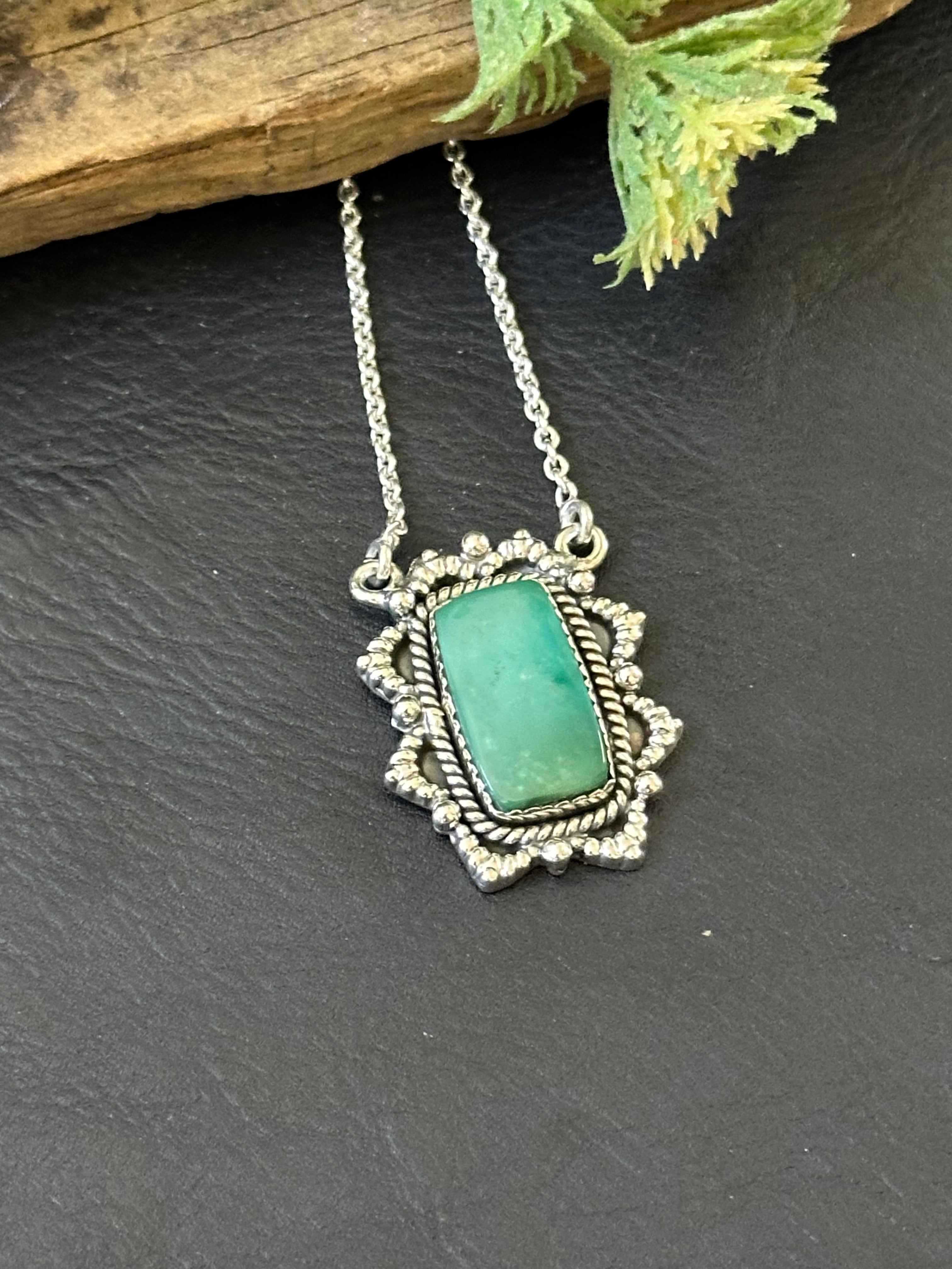 Southwest Handmade Emerald Valley Turquoise & Sterling Silver Necklace