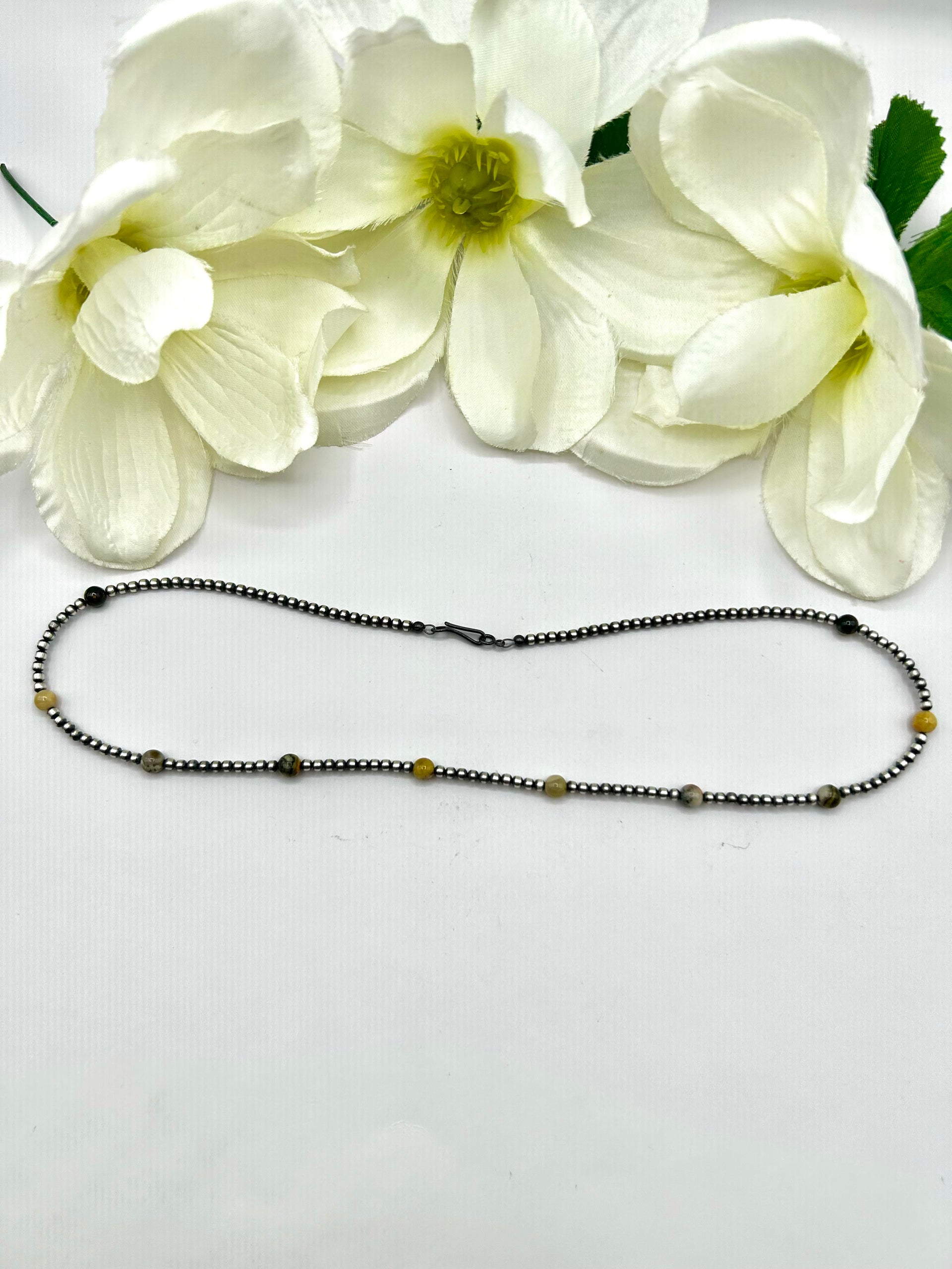 Navajo Made Strung 3 MM BB Agate Necklace