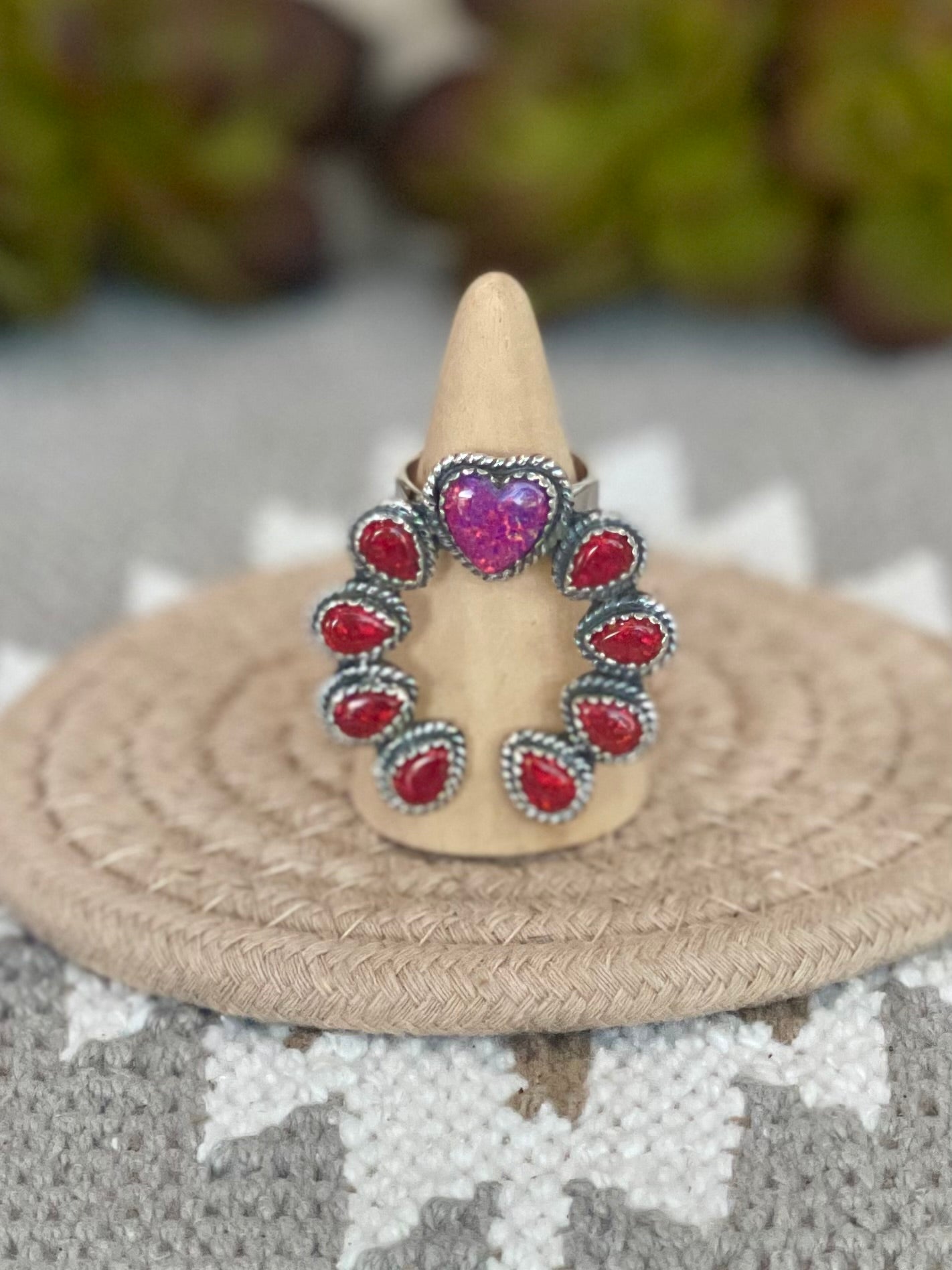 Southwest Handmade Opal & Sterling Silver Adjustable Naja Ring