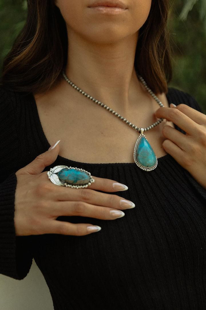 Southwest Handmade Blue Ridge Turquoise & Sterling Silver Pendant