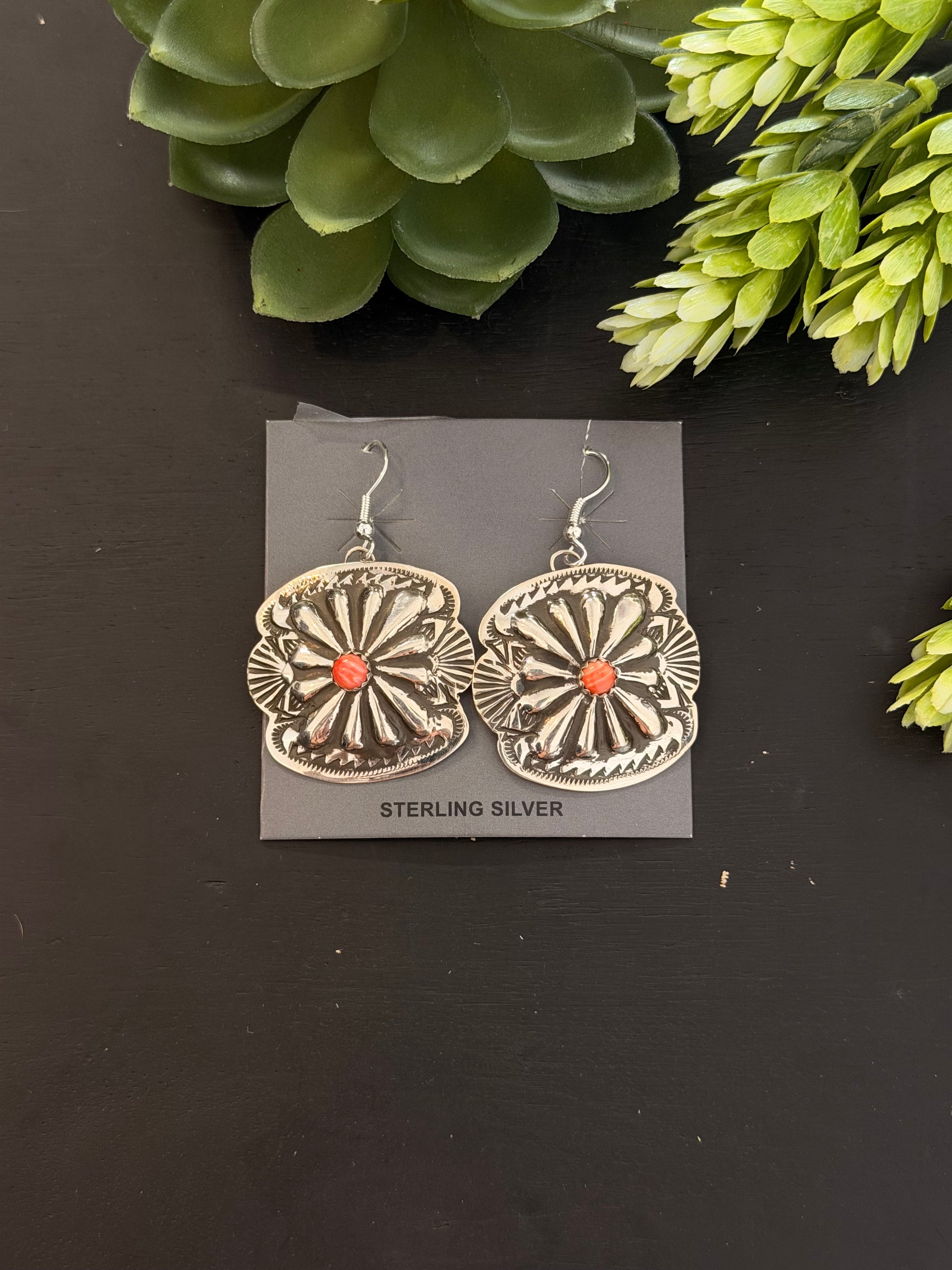 Genevieve Black Spiny Oyster & Sterling Silver Dangle Earrings