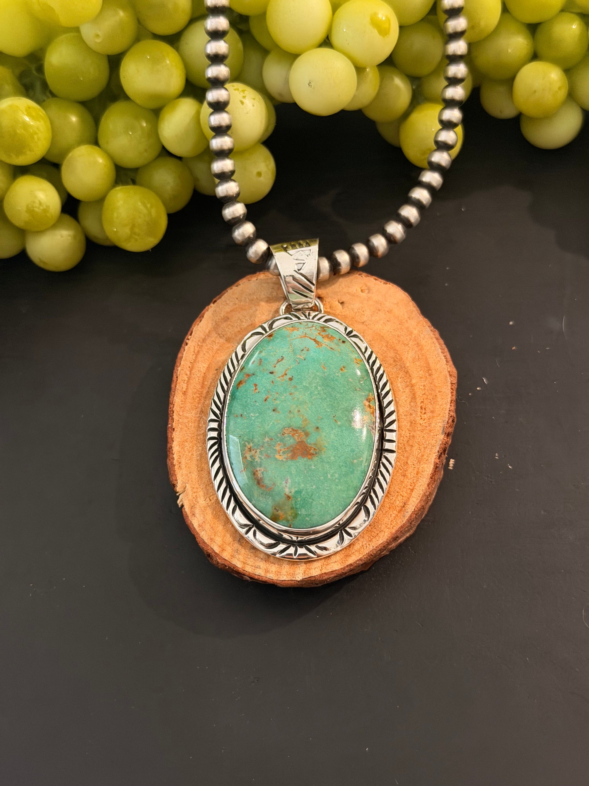 Navajo Made Royston Turquoise & Sterling Silver Pendant