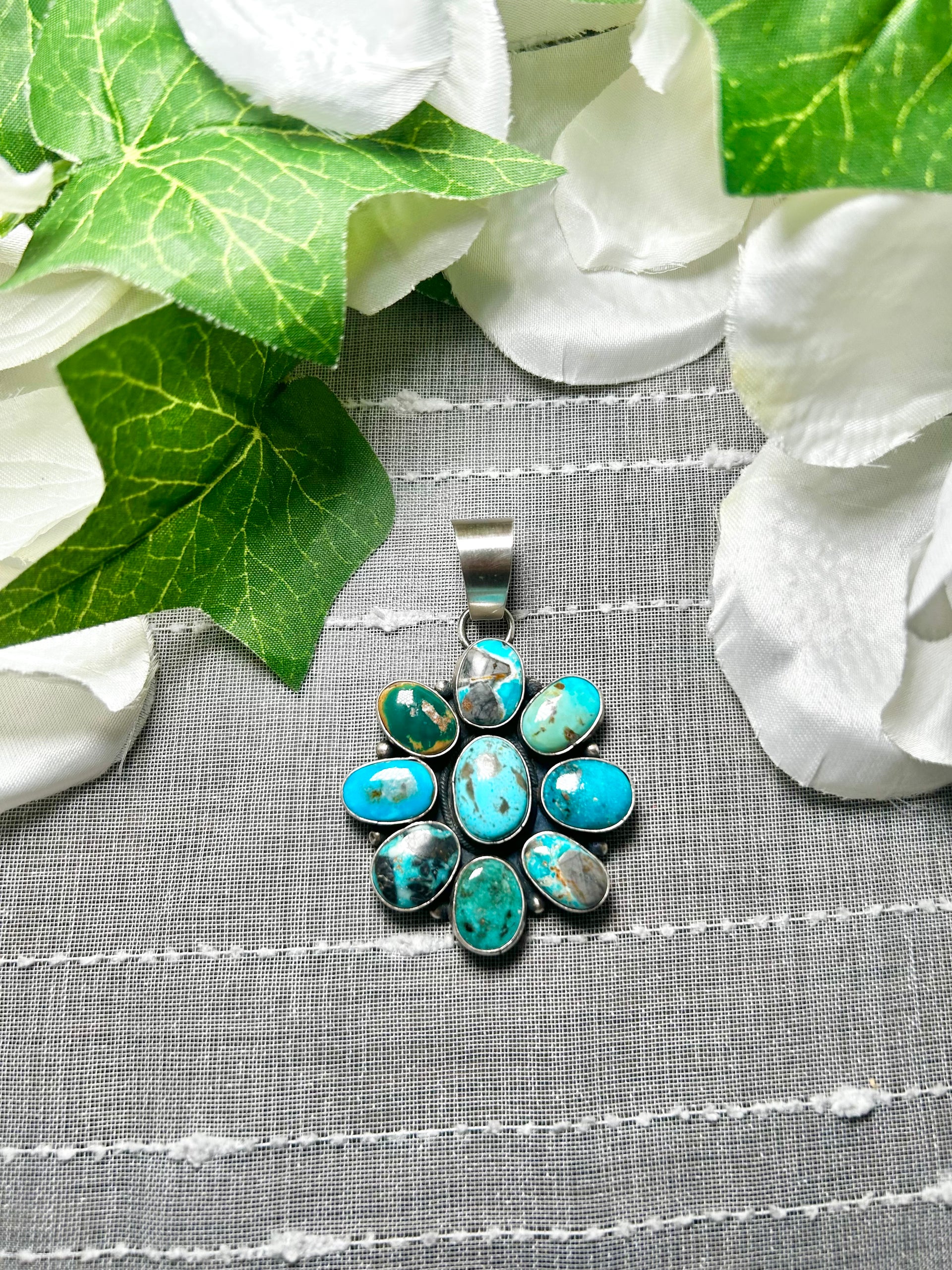 Blaine Yellowhorse Mixed Turquoise & Sterling Silver Pendant