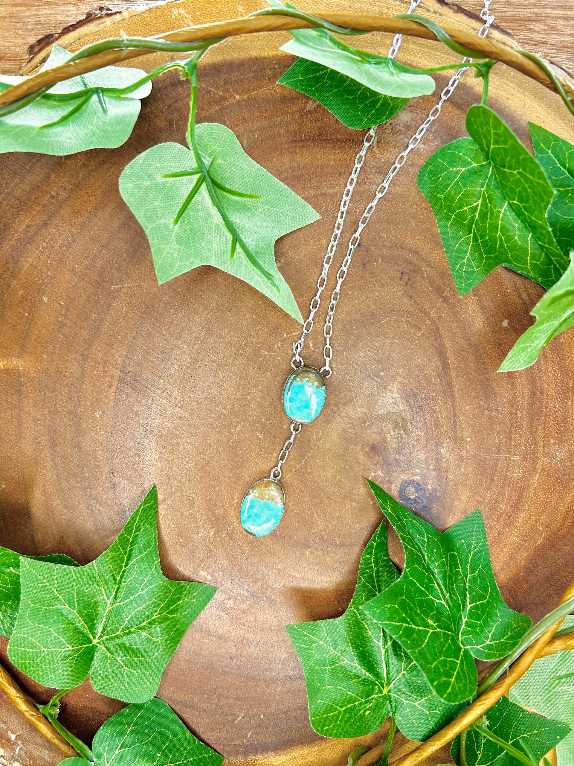 Southwest Made Number 8 Turquoise & Sterling Silver Cluster Necklace