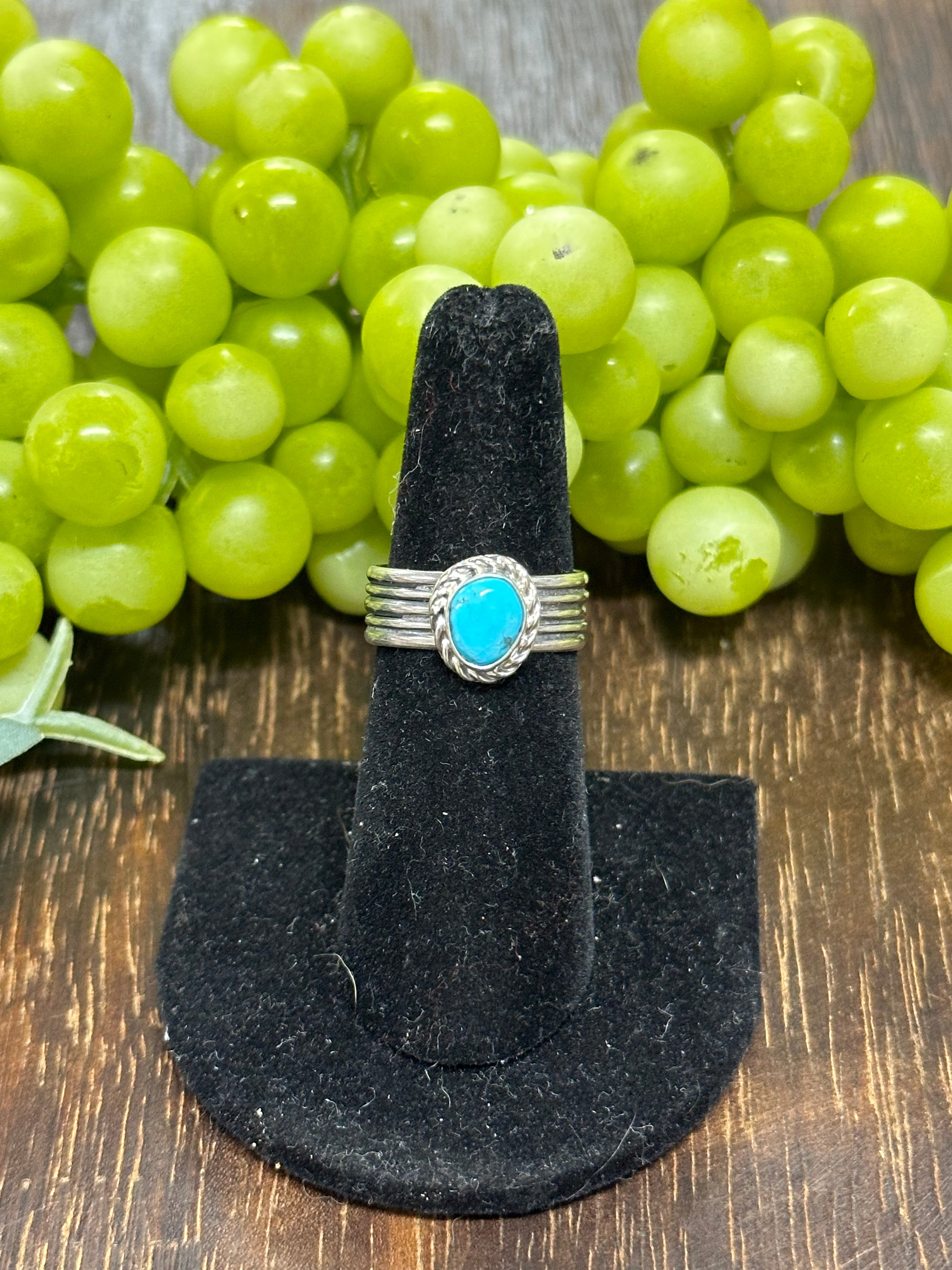 Navajo Made Kingman Turquoise & Sterling Silver Ring