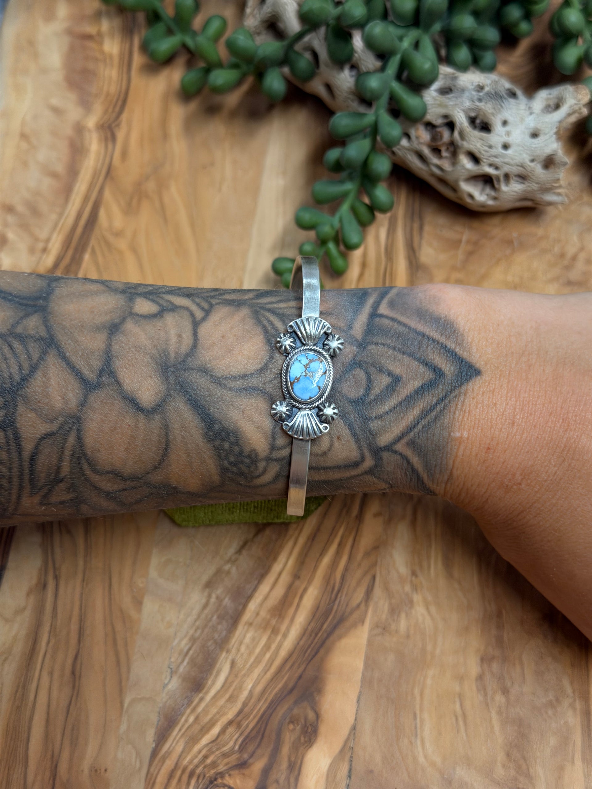 Genevieve Francisco Golden Hills Turquoise and Sterling Silver Cuff Bracelet