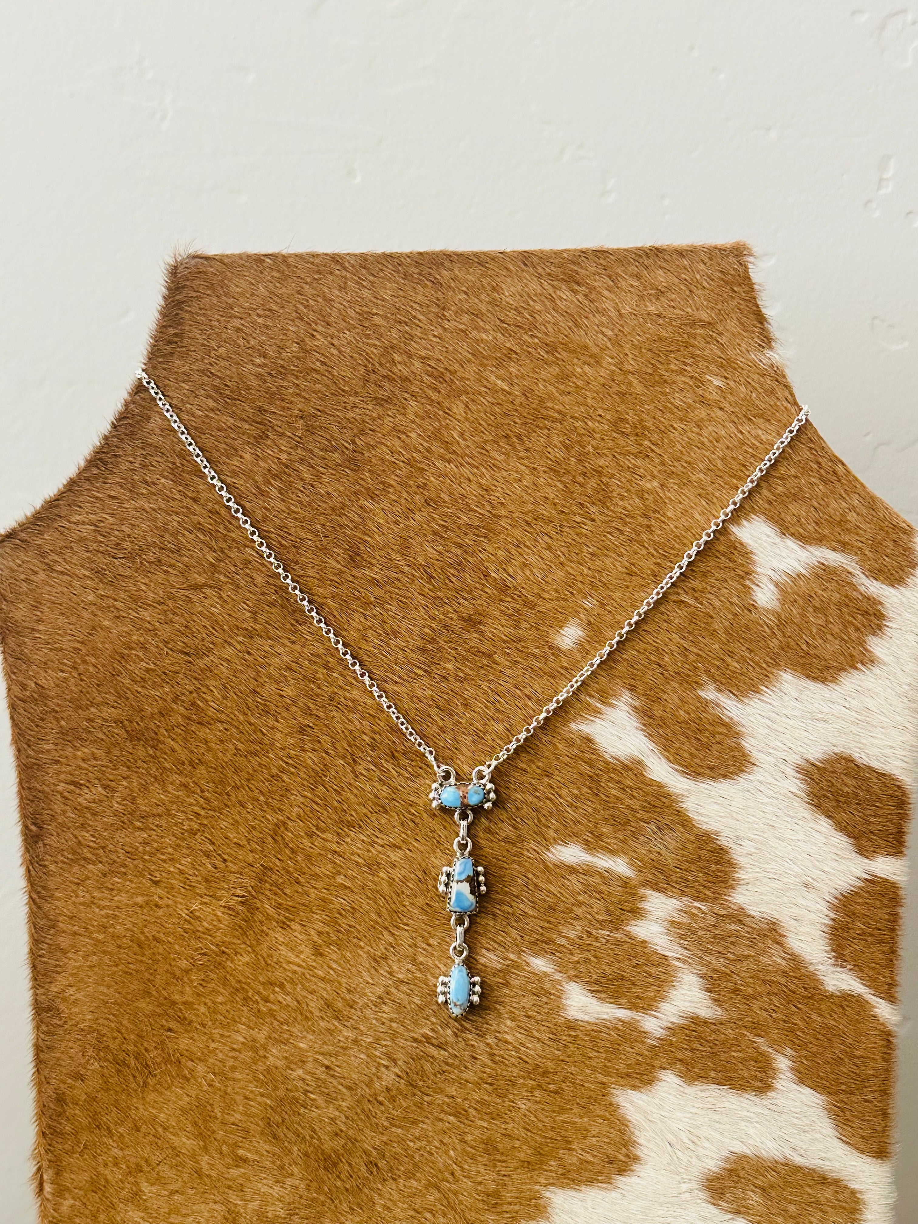 Southwest Handmade Golden Hills Turquoise & Sterling Silver Necklace