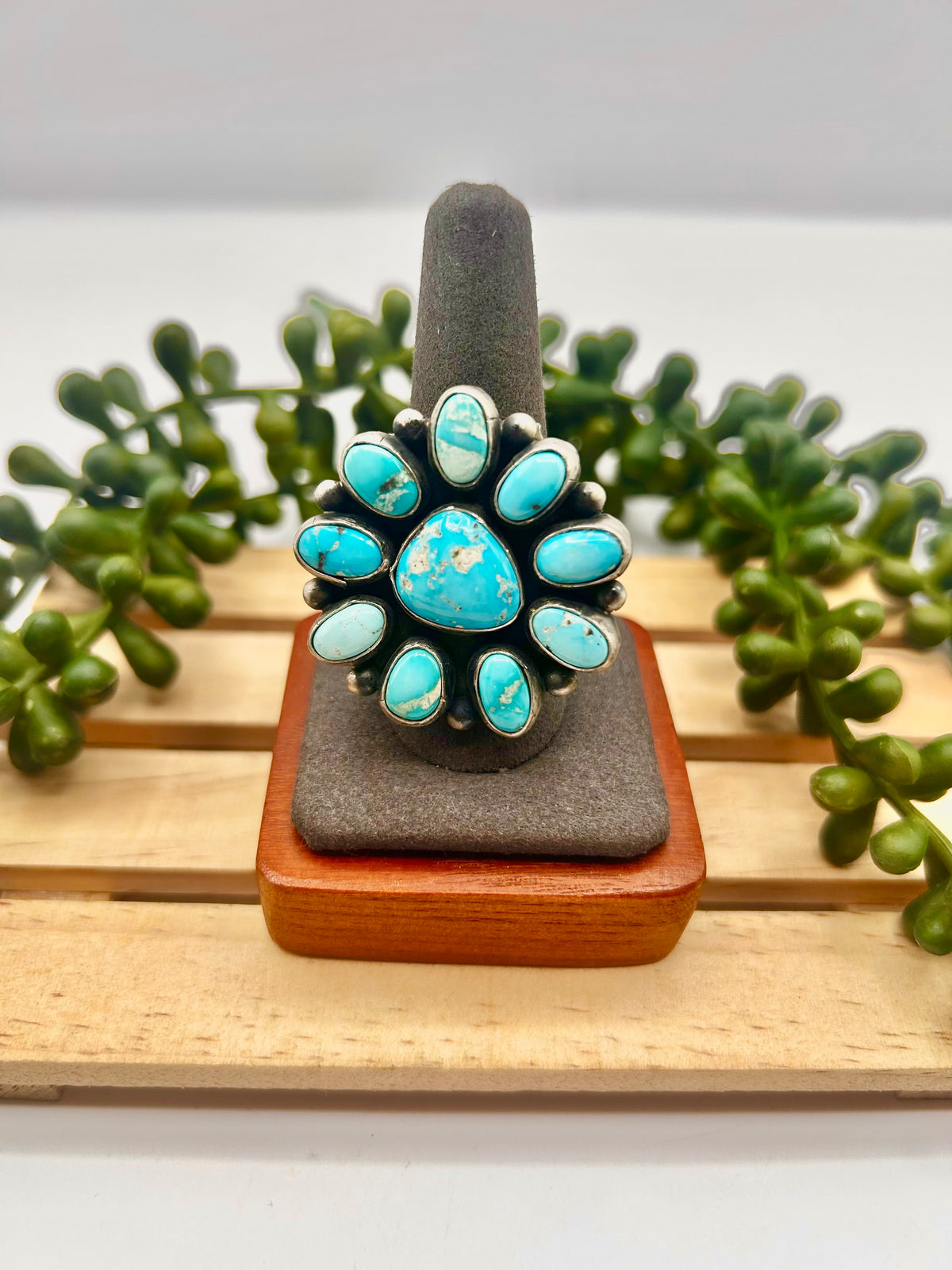Betty Tom Blue Ridge Turquoise & Sterling Silver Adjustable Ring