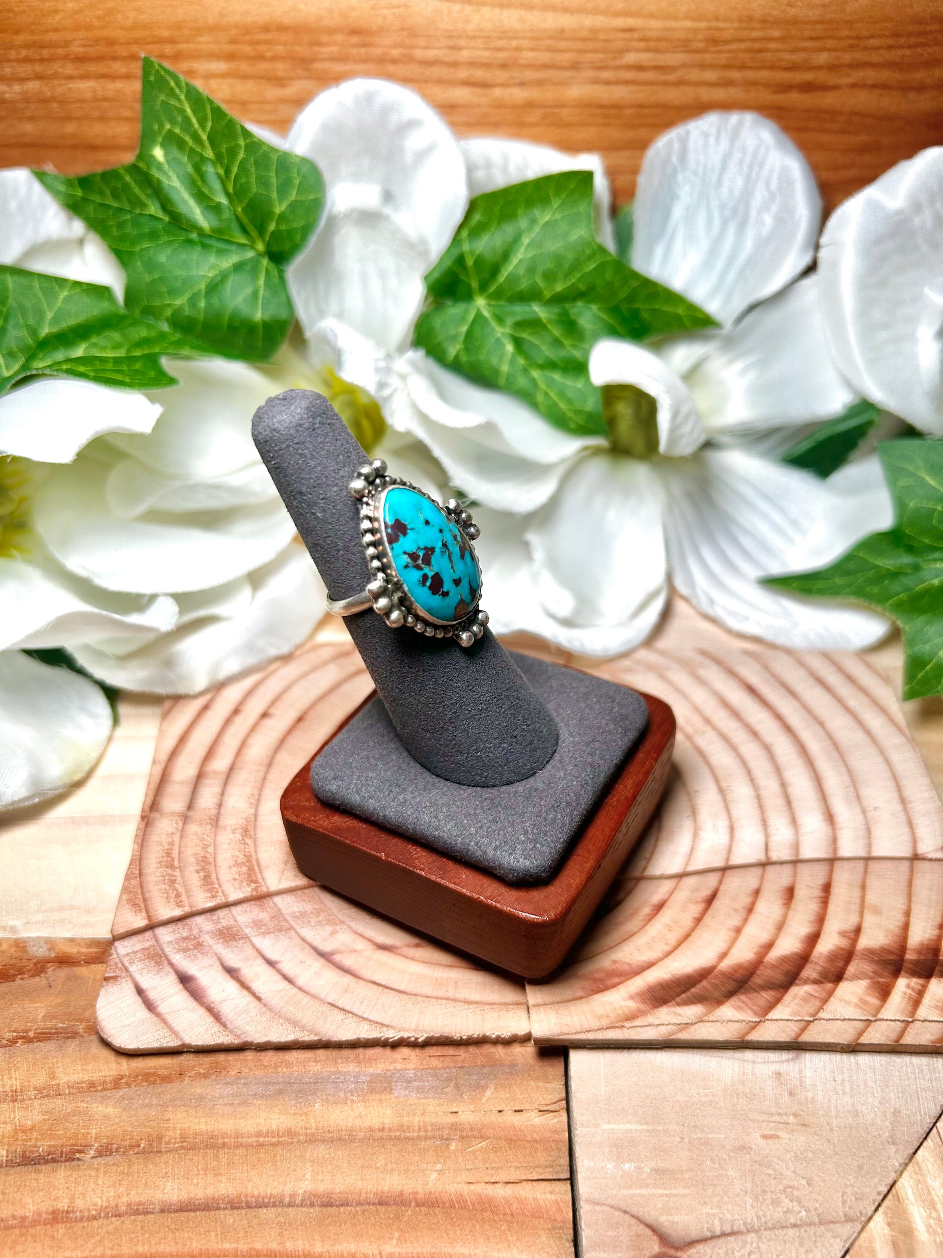 Navajo Made Red Skin Turquoise & Sterling Silver Ring Size 6.25