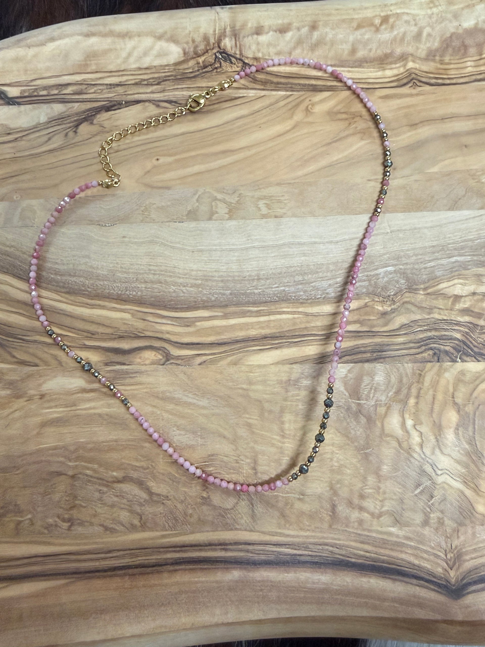 Eileen Quezada Watermelon Tourmaline & 14k Gold Plated Sterling Silver Beaded Necklace