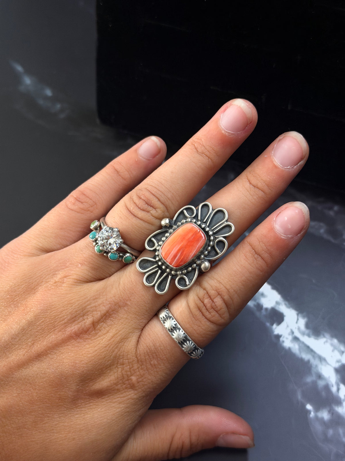 Kobe Martinez Spiny Oyster & Sterling Silver Ring
