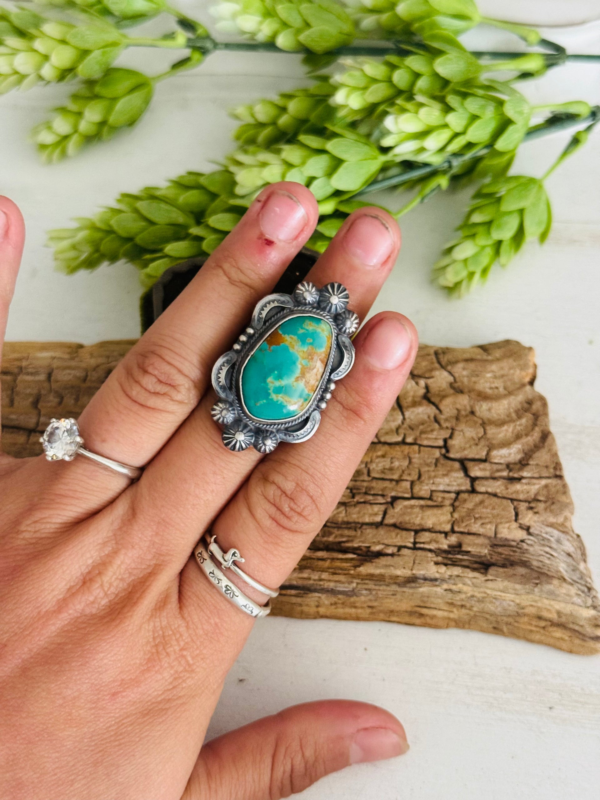 Bennie Ramone Royston Turquoise & Sterling Sliver Adjustable Ring