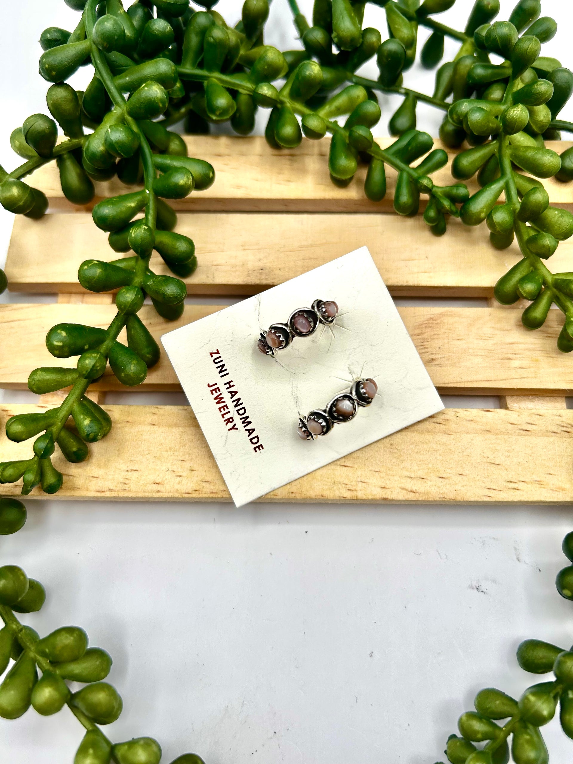 Zuni Made Mother of Perl & Sterling Silver Post Earrings