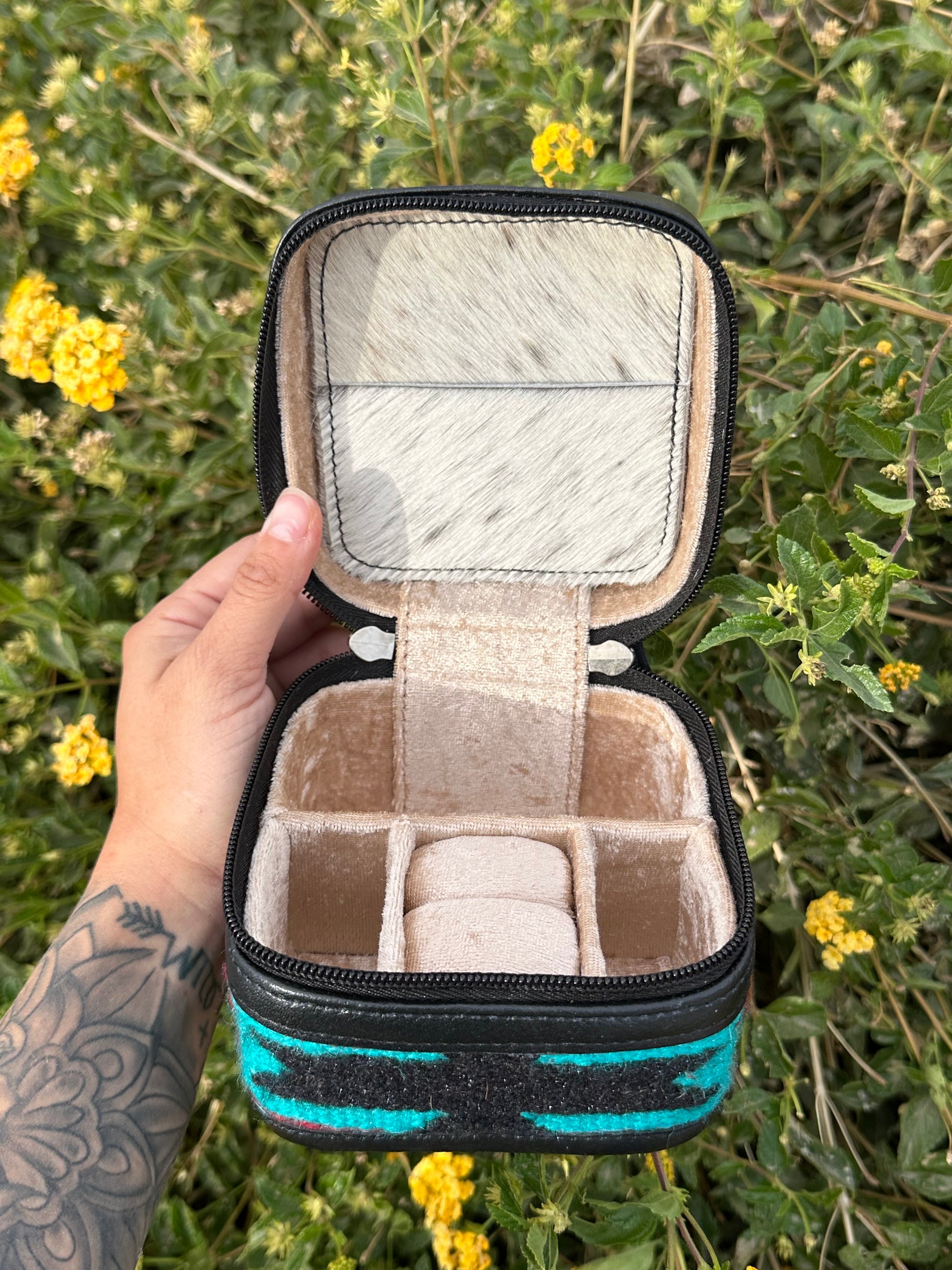 Genuine Leather Cowhide & Saddle Bag Jewelry Box