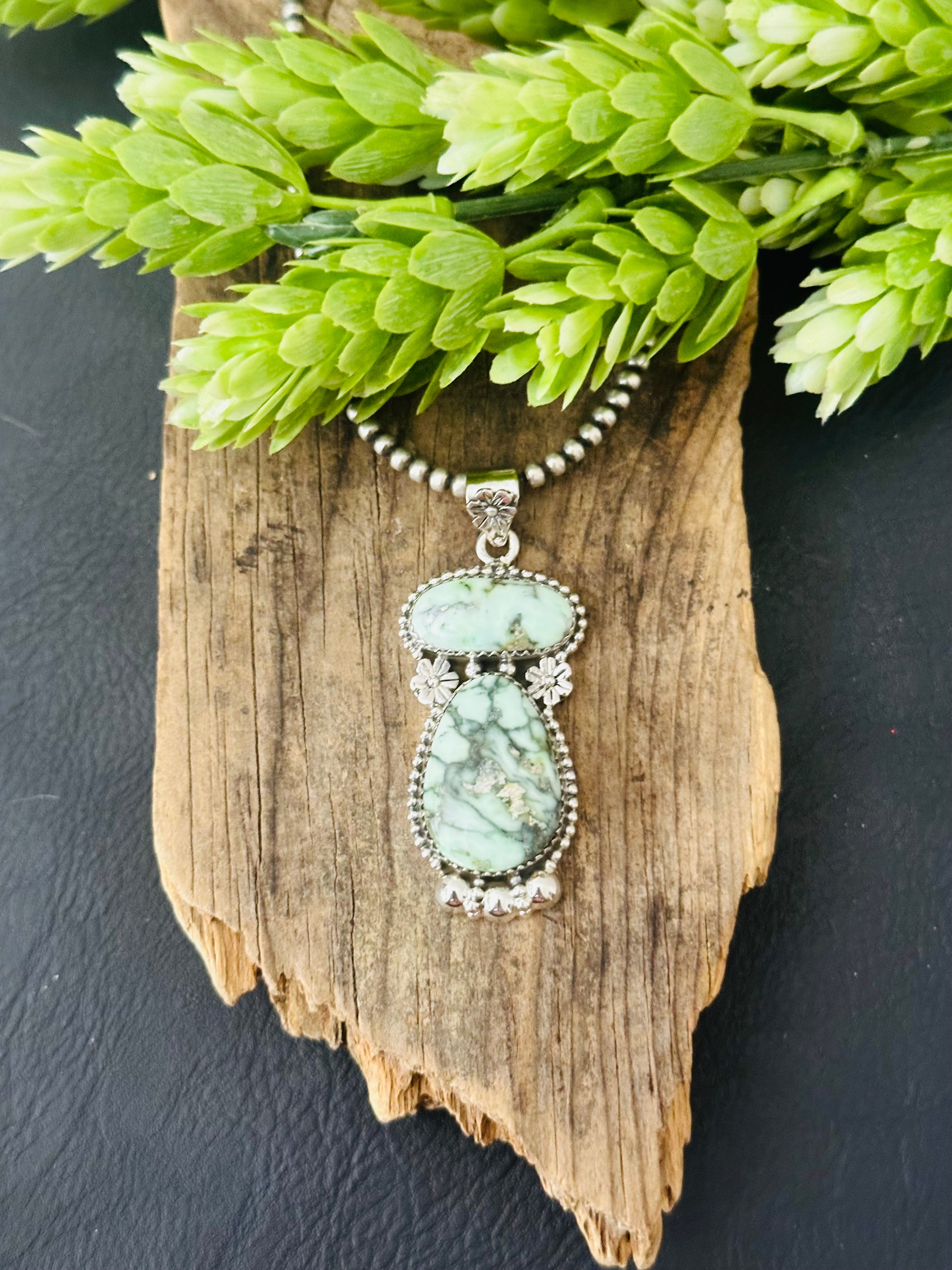 Southwest Palomino Variscite & Sterling Silver Pendant