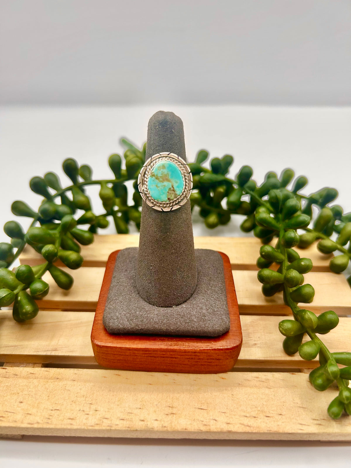 Peggy Skeets Kingman Turquoise & Sterling Silver Ring Size 5