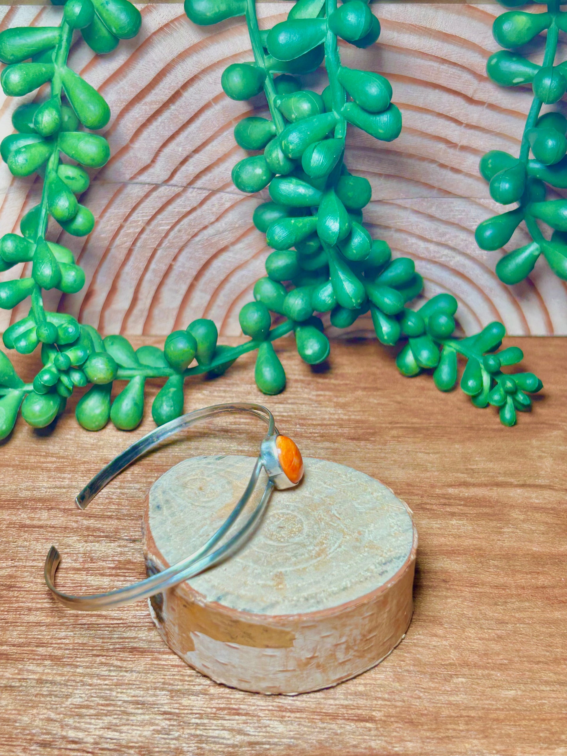 Navajo Made Spiny Oyster & Sterling Silver Cuff Bracelet