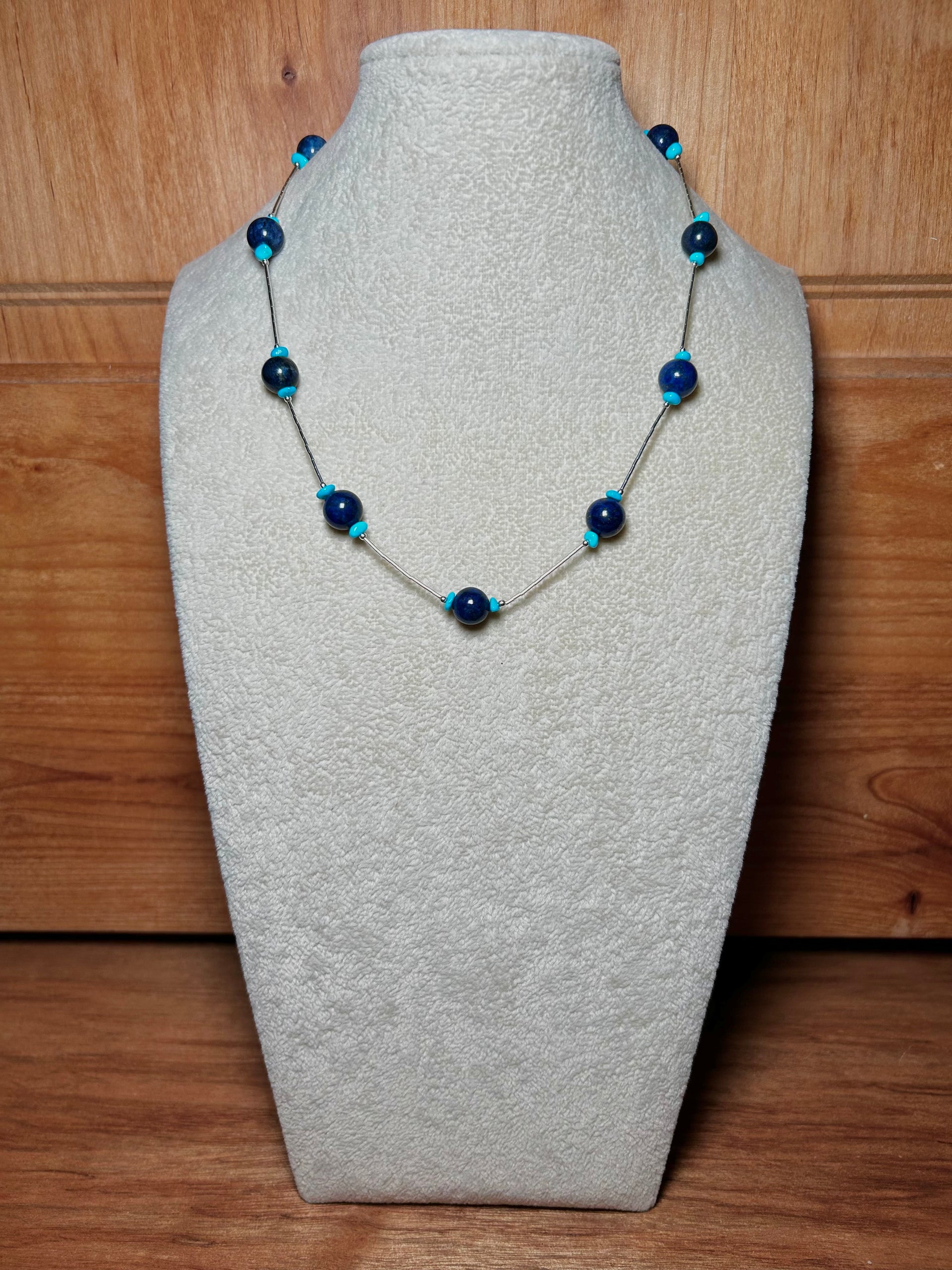 Navajo Made Multi Stone & Sterling Silver Strung Necklace