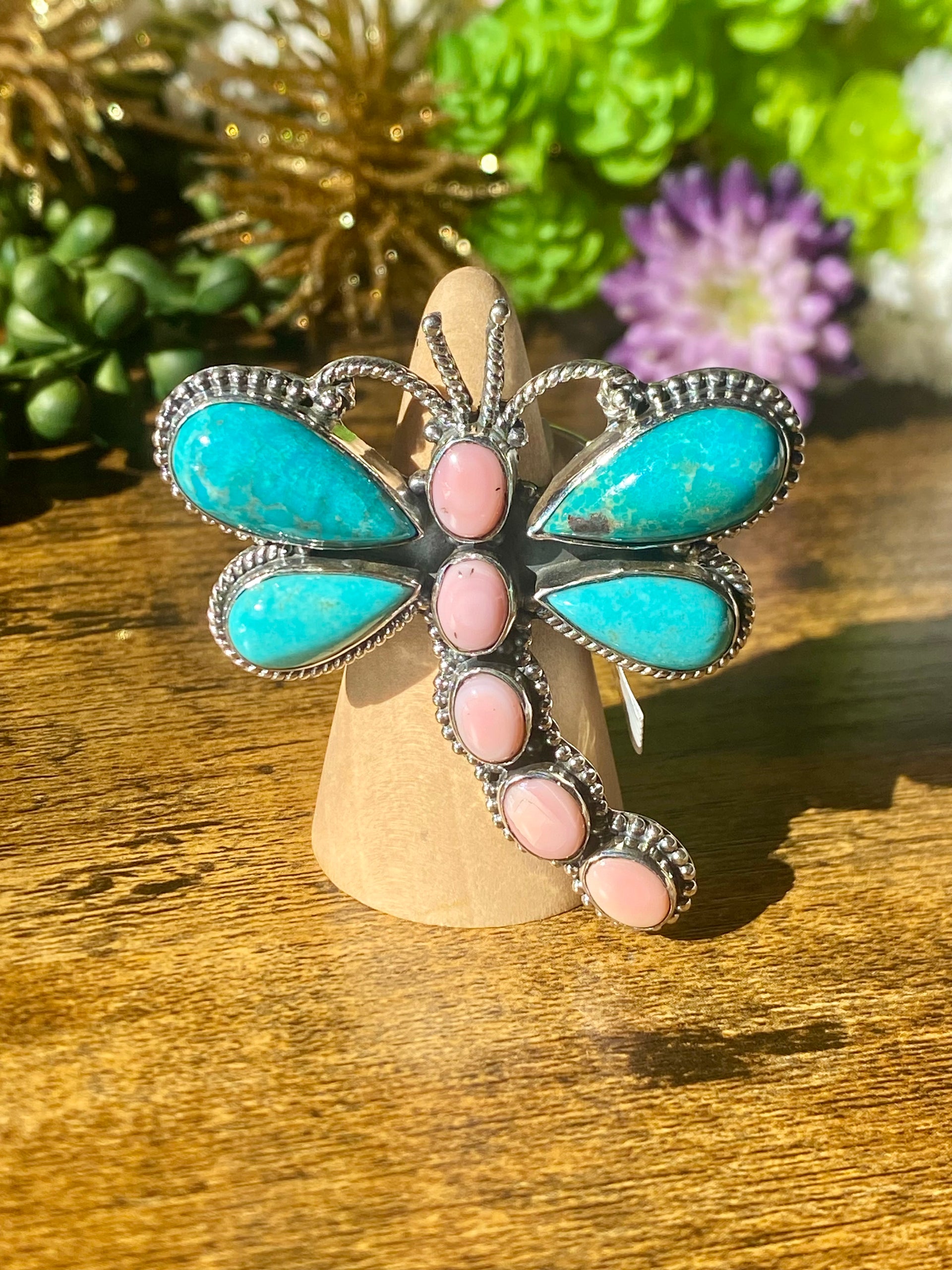 ZIA Navajo Made Multi Stone Dragon Fly Adjustable Ring
