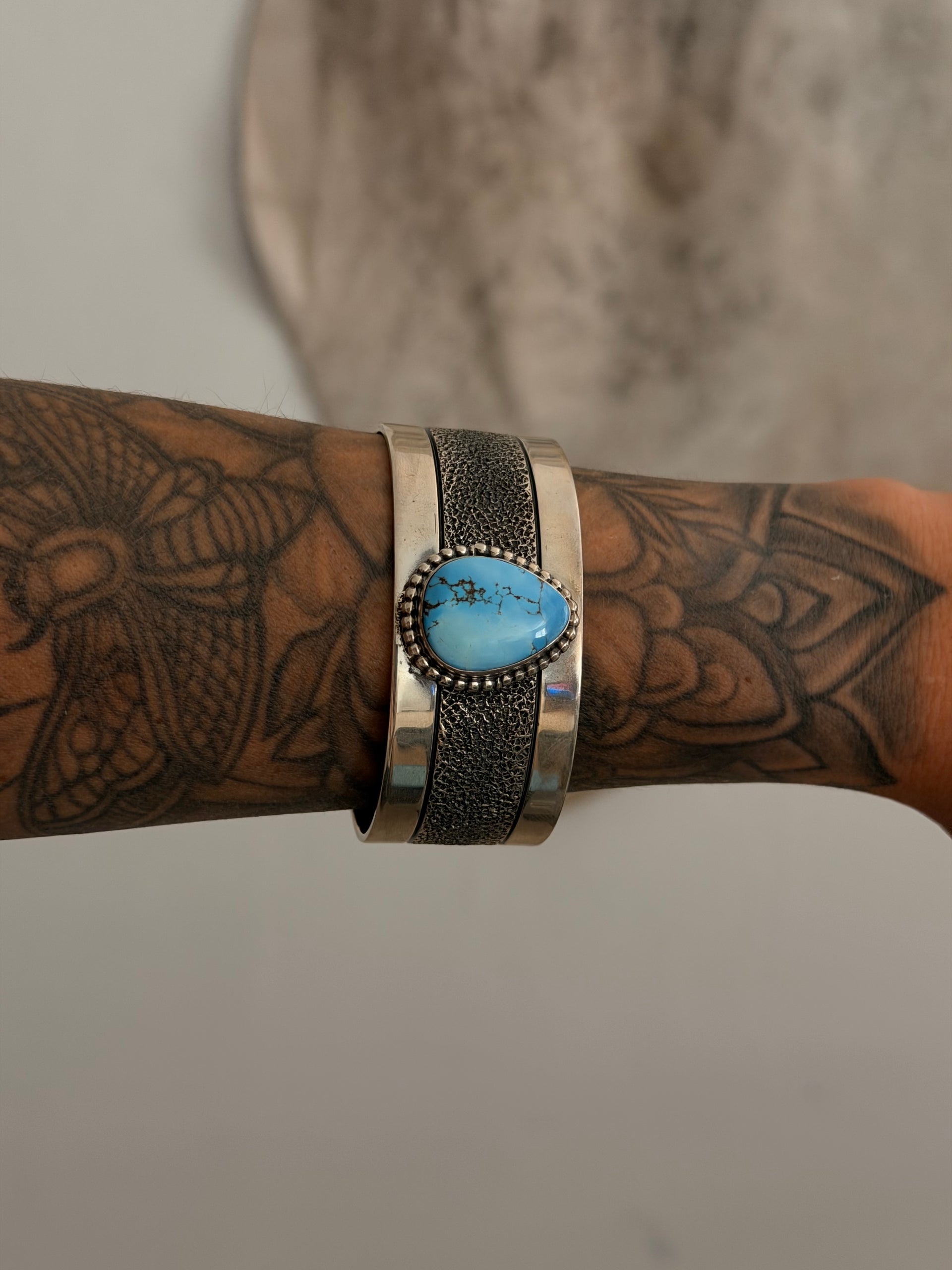 David Benally Golden Hills Turquoise & Sterling Silver Cuff Bracelet