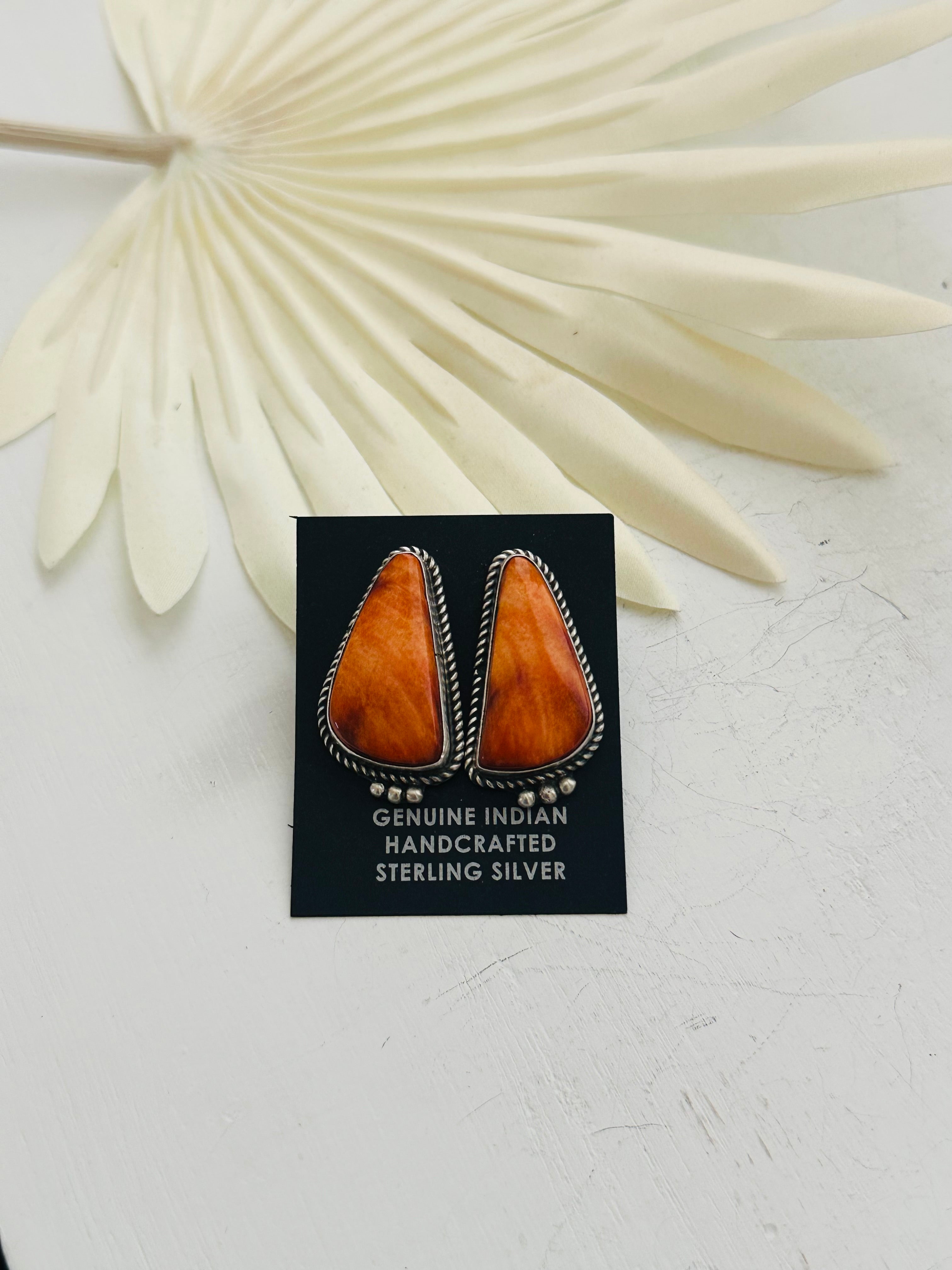 Judith Dixon Spiny Oyster & Sterling Silver Post Earrings