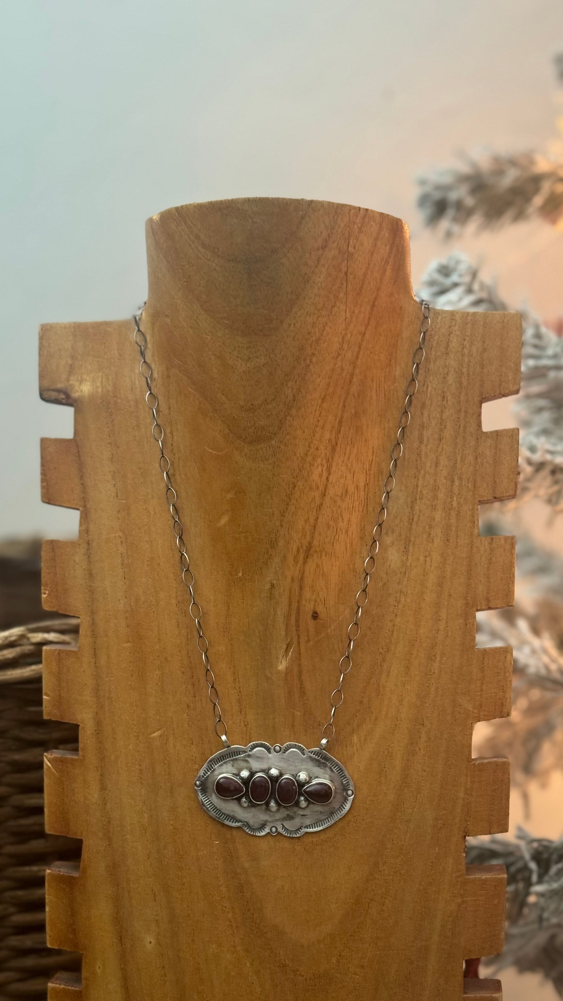 Navajo Made Purple Spiny Oyster & Sterling Silver Necklace