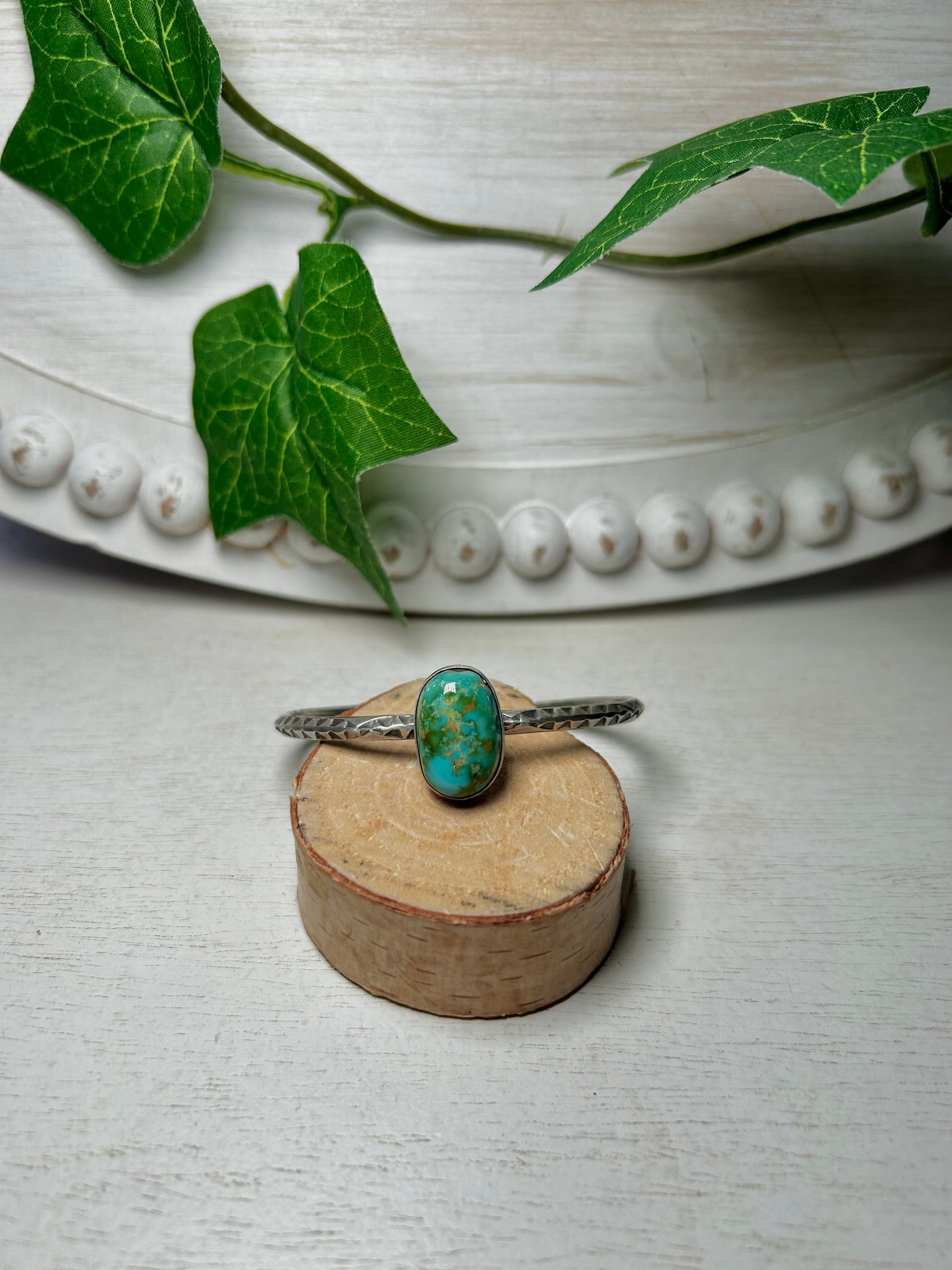 Navajo Made Sonoran Mountain Turquoise & Sterling Silver Cuff Bracelet