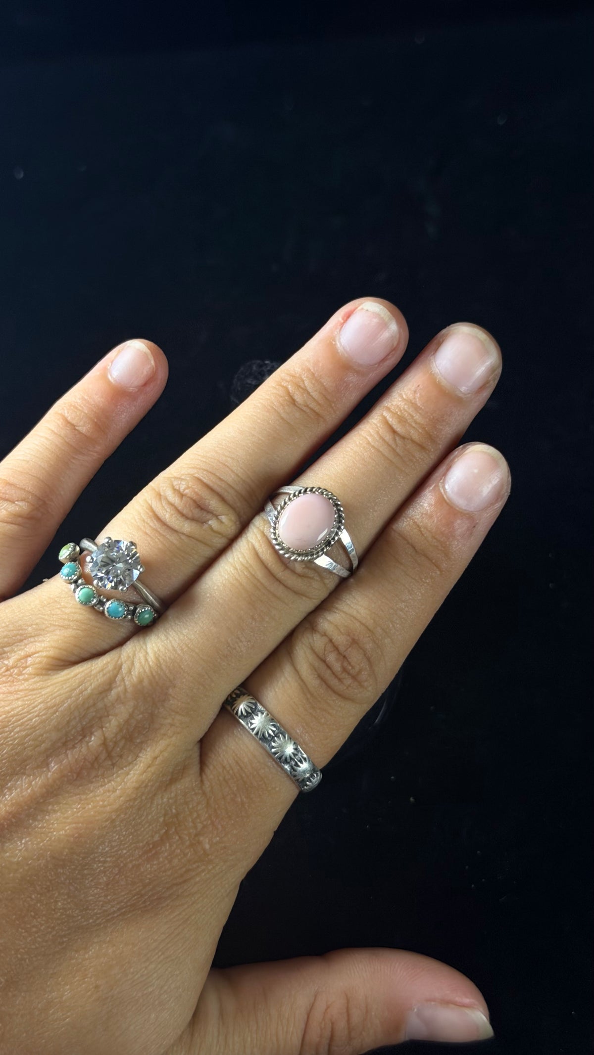 Navajo Made Pink Conch & Sterling Silver Ring