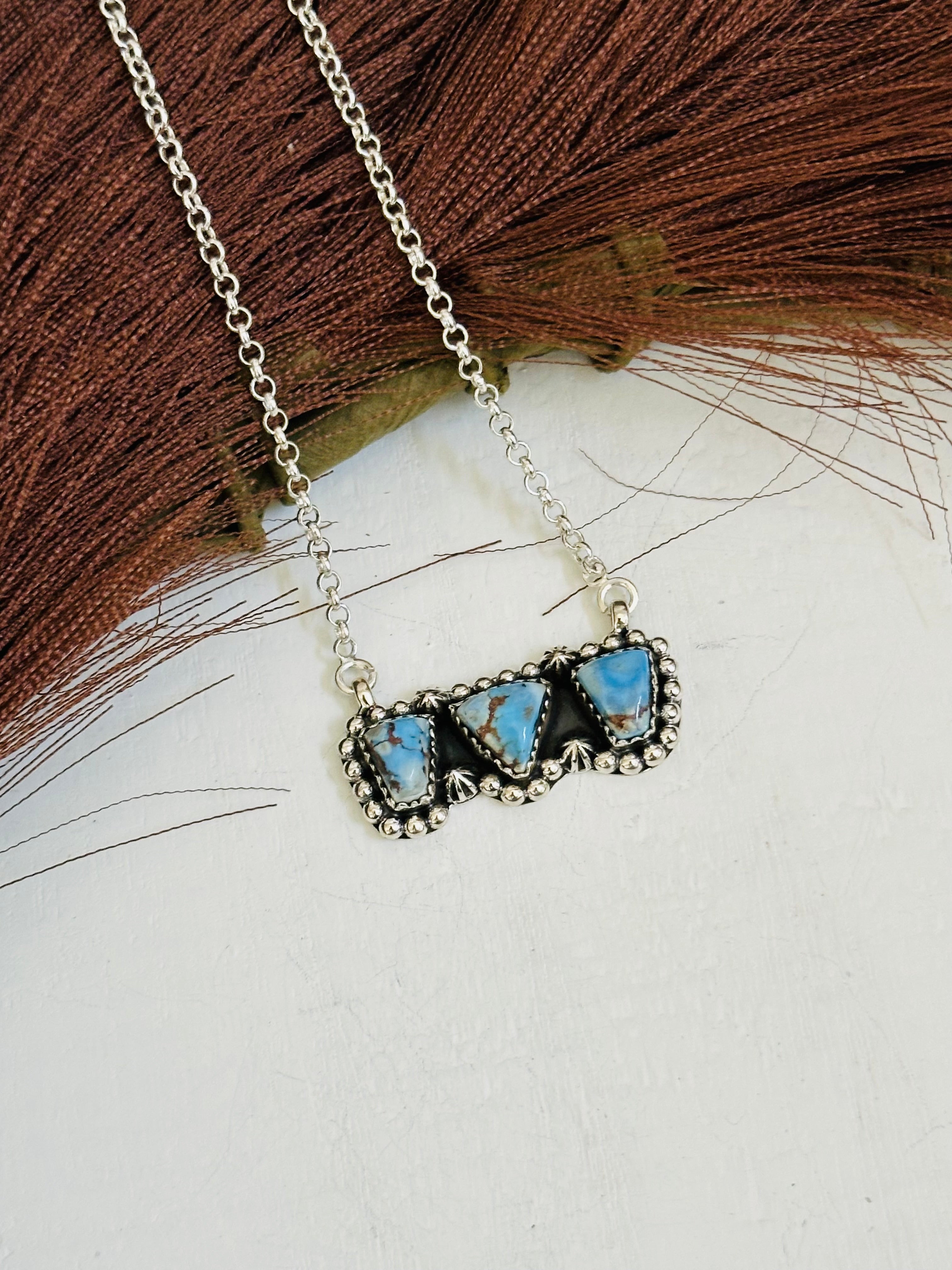 TTD “Array” Golden Hills Turquoise & Sterling Silver Necklace