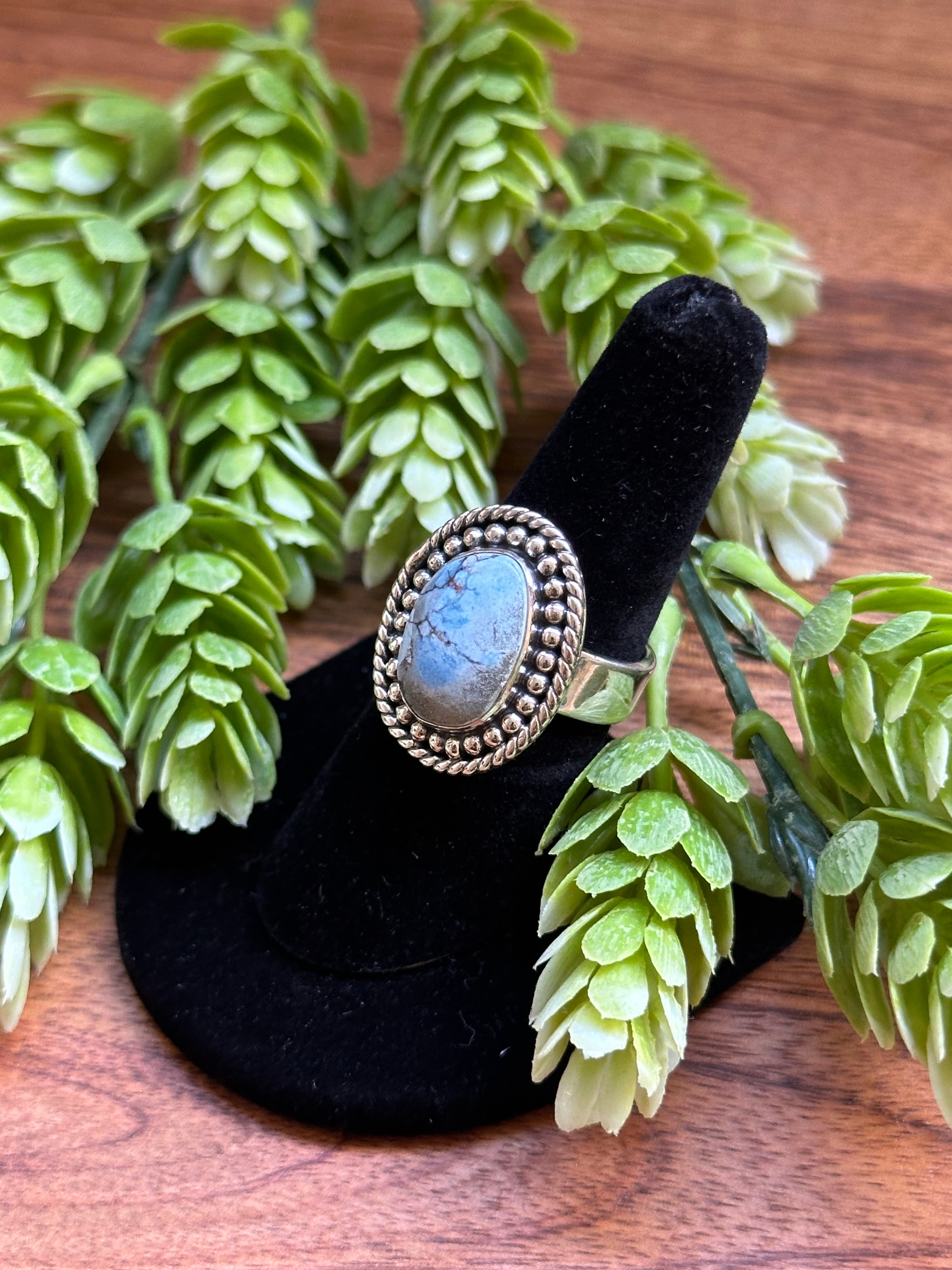 Southwest Handmade Golden Hills Turquoise & Sterling Silver Adjustable Ring