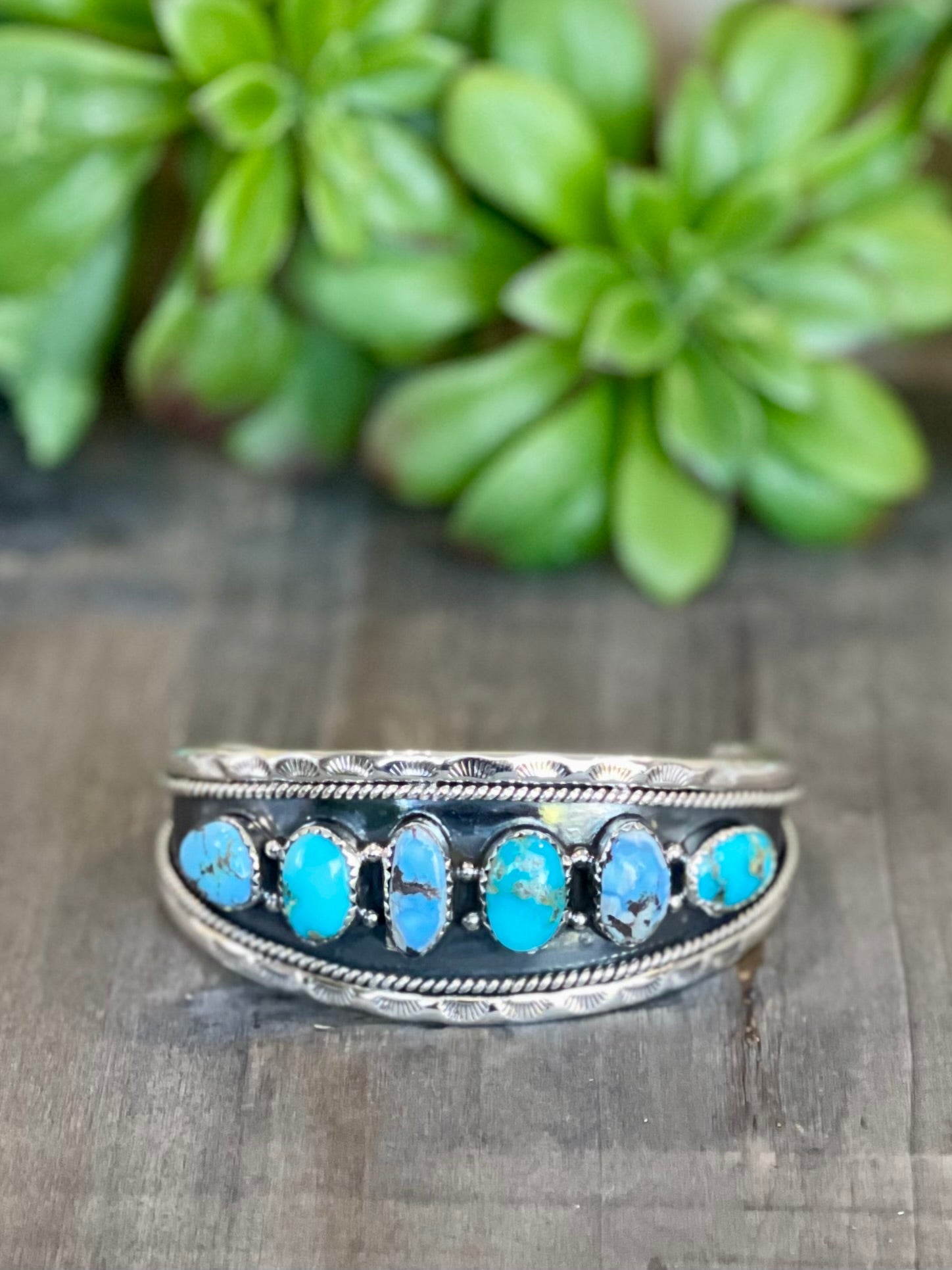 Southwest Handmade Multi Stone & Sterling Silver Cuff Bracelet