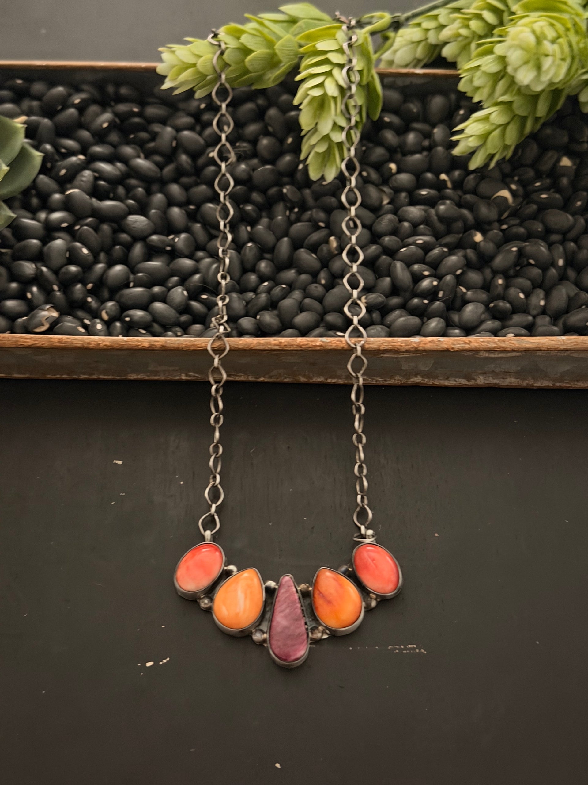 Antionette Martinez Spiny Oyster & Sterling Silver Necklace