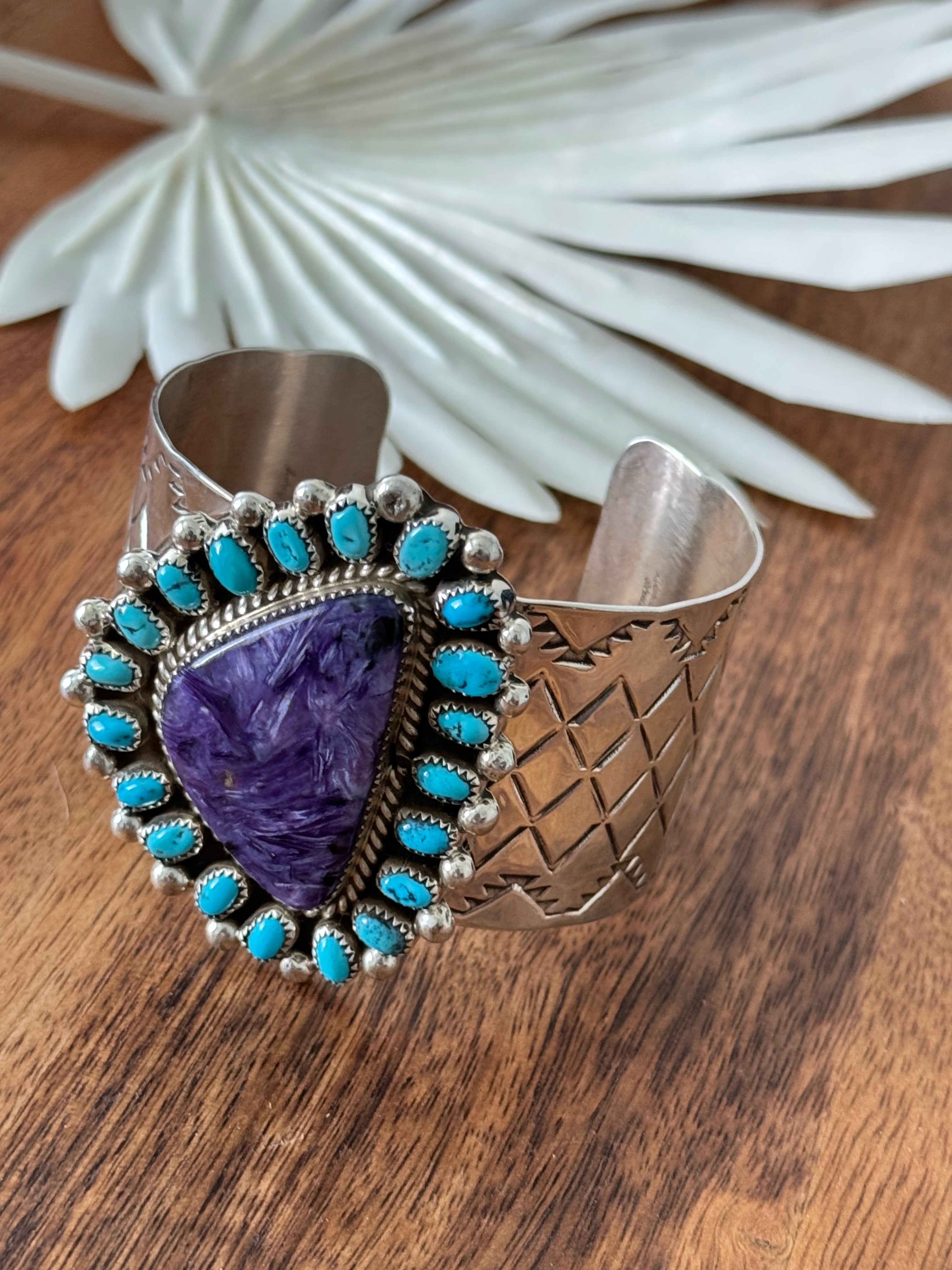 Darlene Begay Multi Stone & Sterling Silver Cuff Bracelet