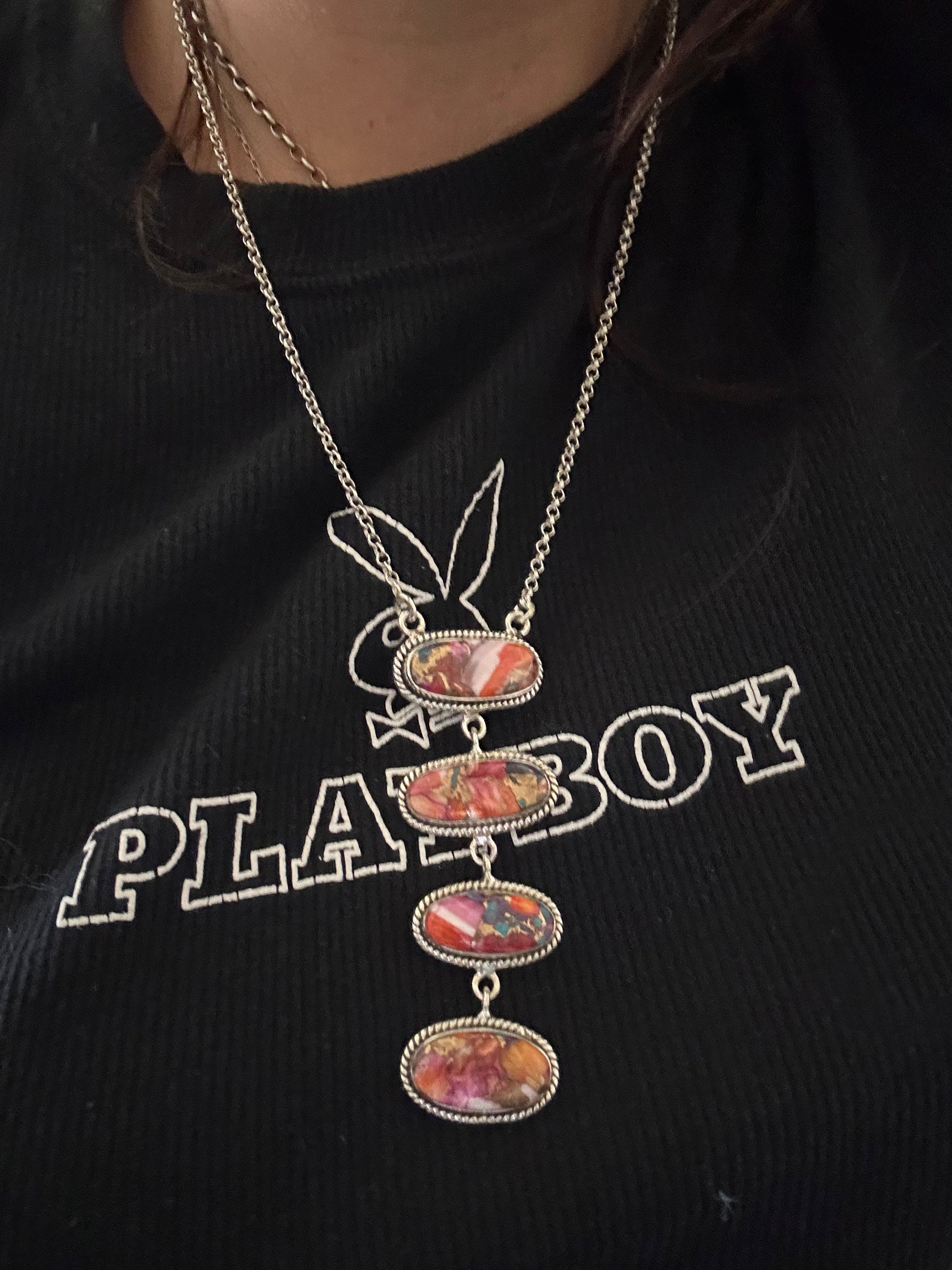 Southwest Made Mohave Turquoise & Sterling Silver Necklace